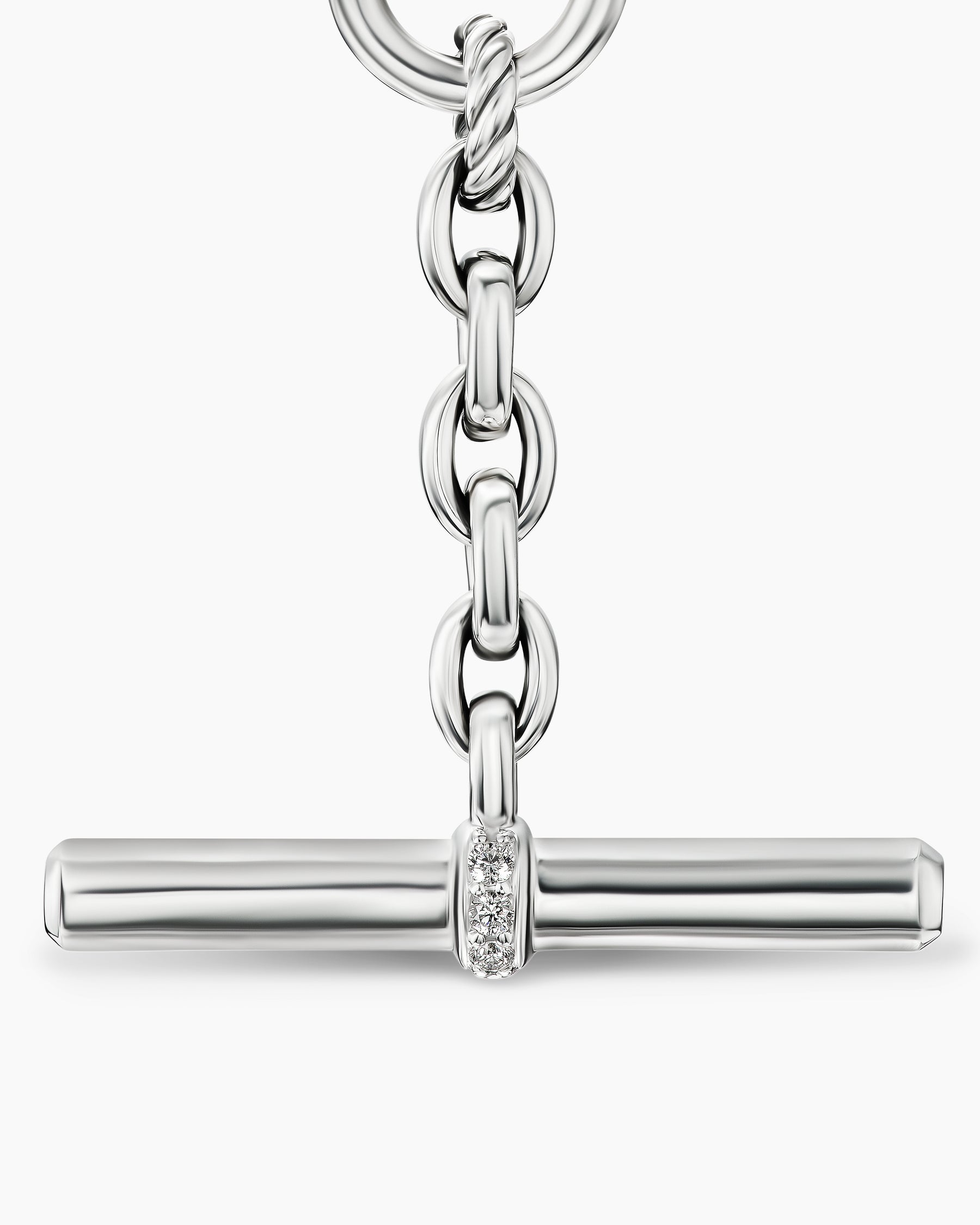 DY Mercer Petite Toggle Chain Necklace in Sterling Silver with Diamonds, 4.5mm - Image 4
