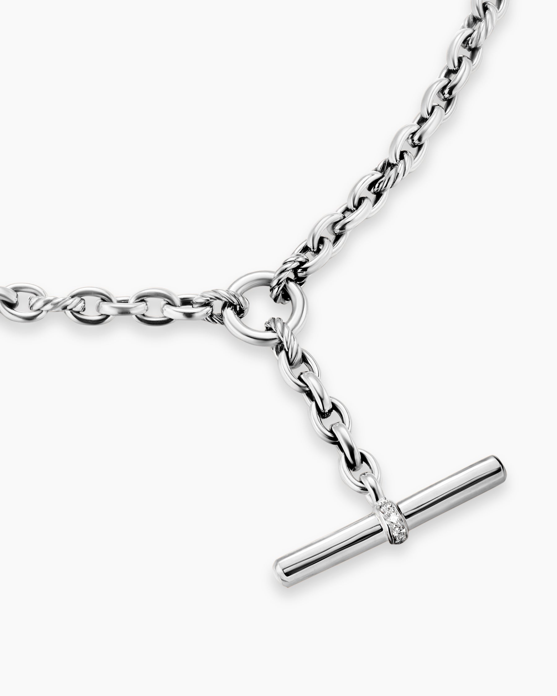 DY Mercer Petite Toggle Chain Necklace in Sterling Silver with Diamonds, 4.5mm - Image 5