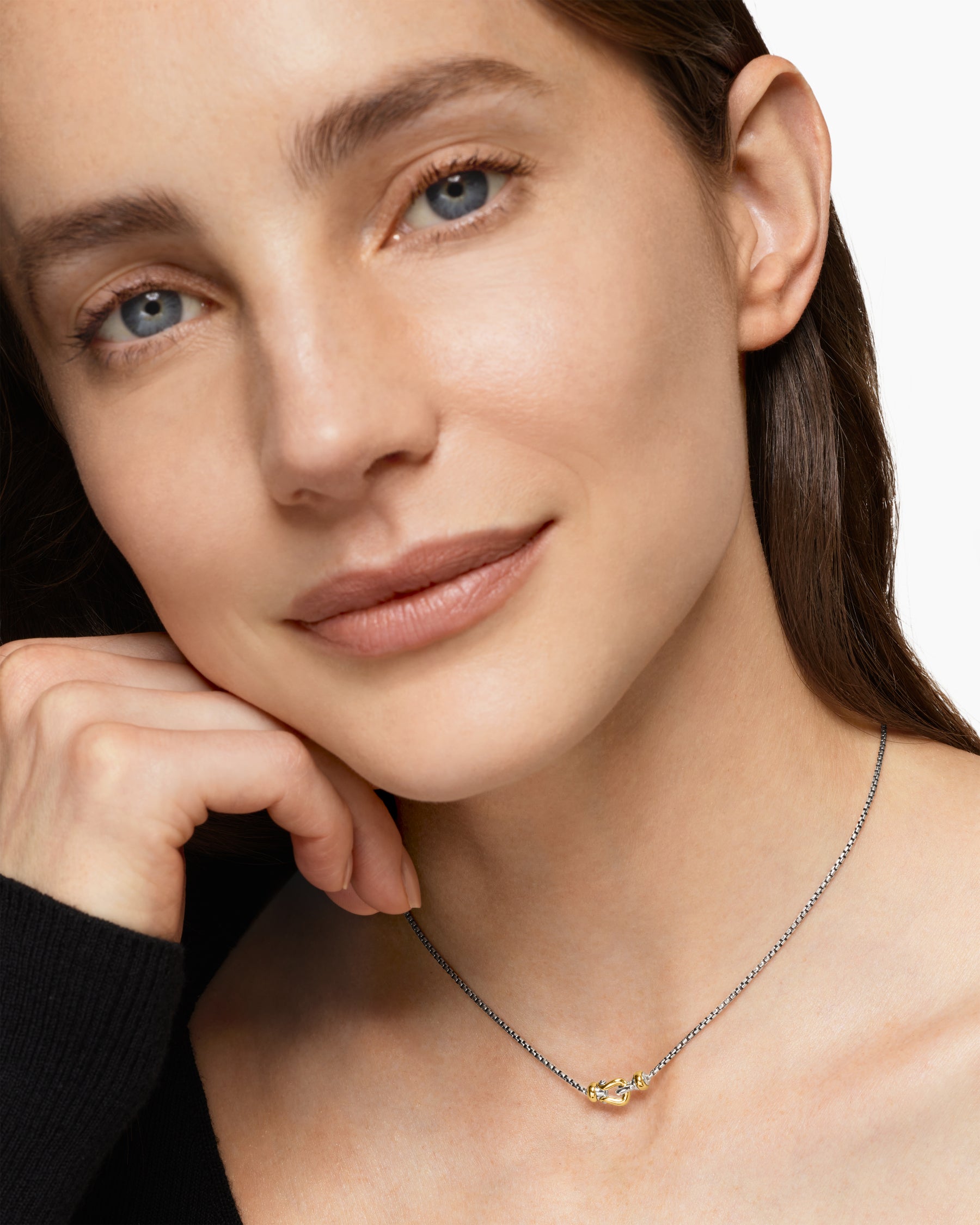 Alternative view of Petite Buckle Necklace in Sterling Silver with 14K Yellow Gold, 16.2mm
