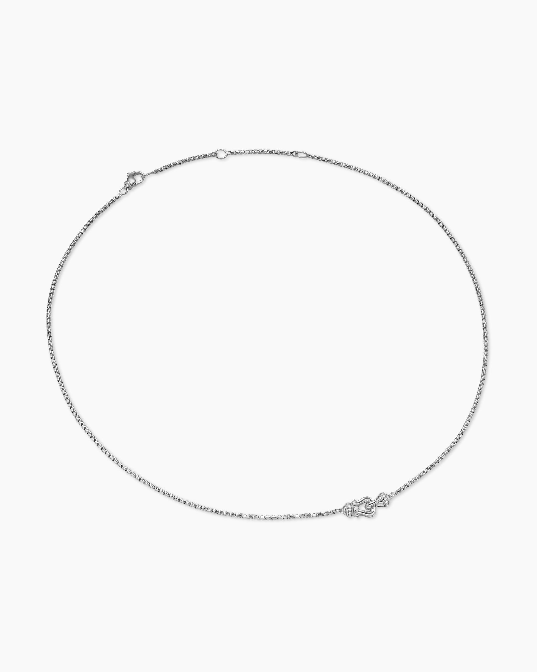 Petite Buckle Necklace in Sterling Silver with Diamonds, 16.2mm - Image 3