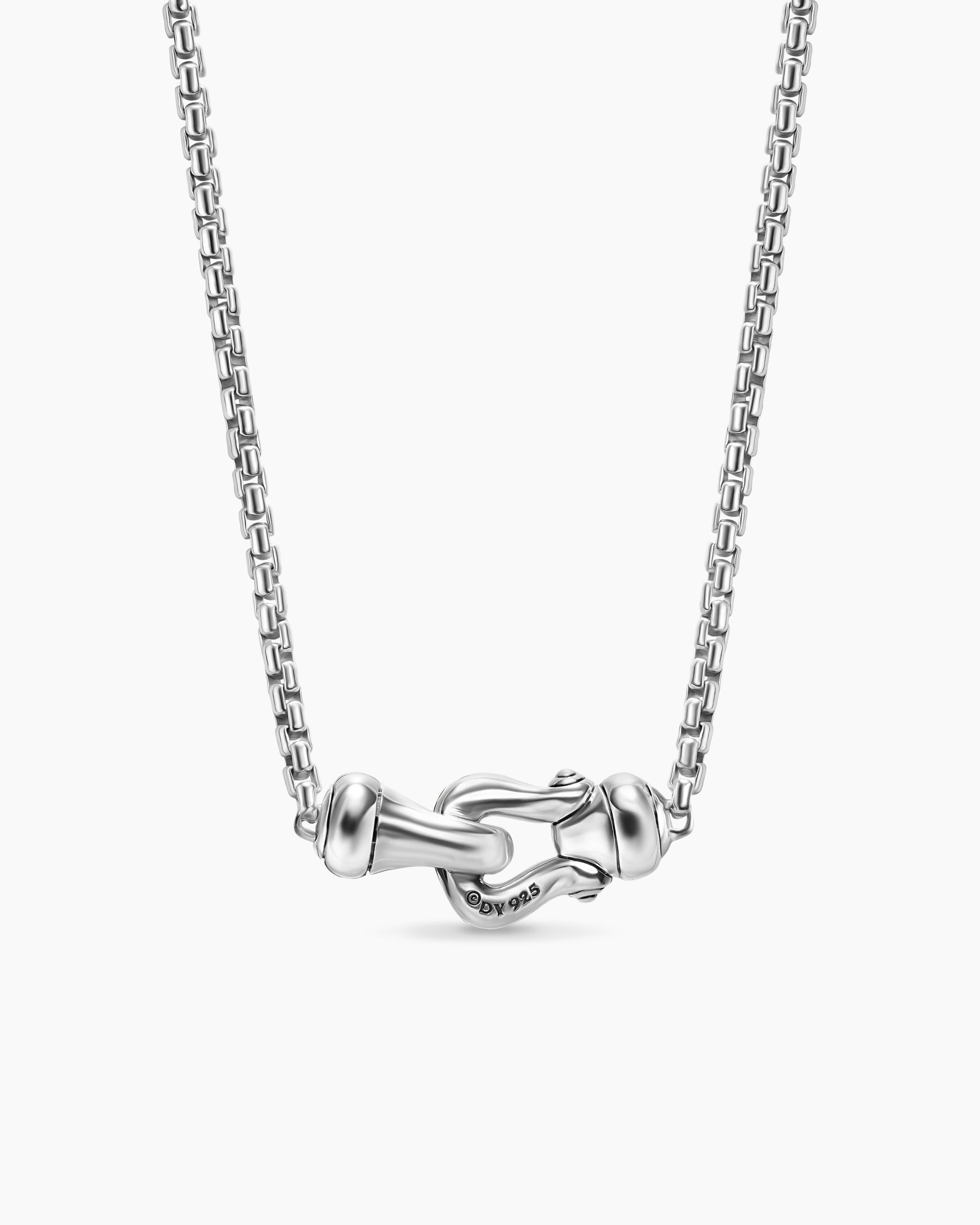 Petite Buckle Necklace in Sterling Silver with Diamonds, 16.2mm - Image 4