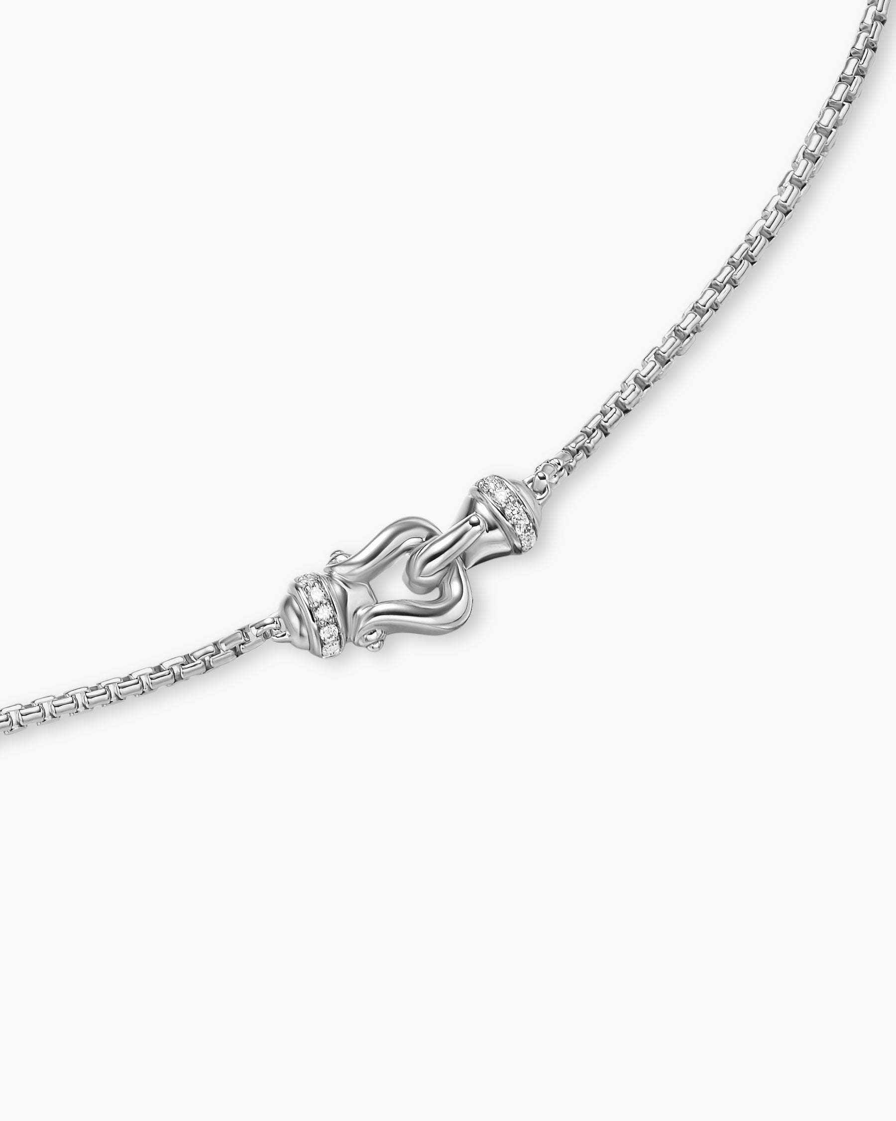 Petite Buckle Necklace in Sterling Silver with Diamonds, 16.2mm - Image 5