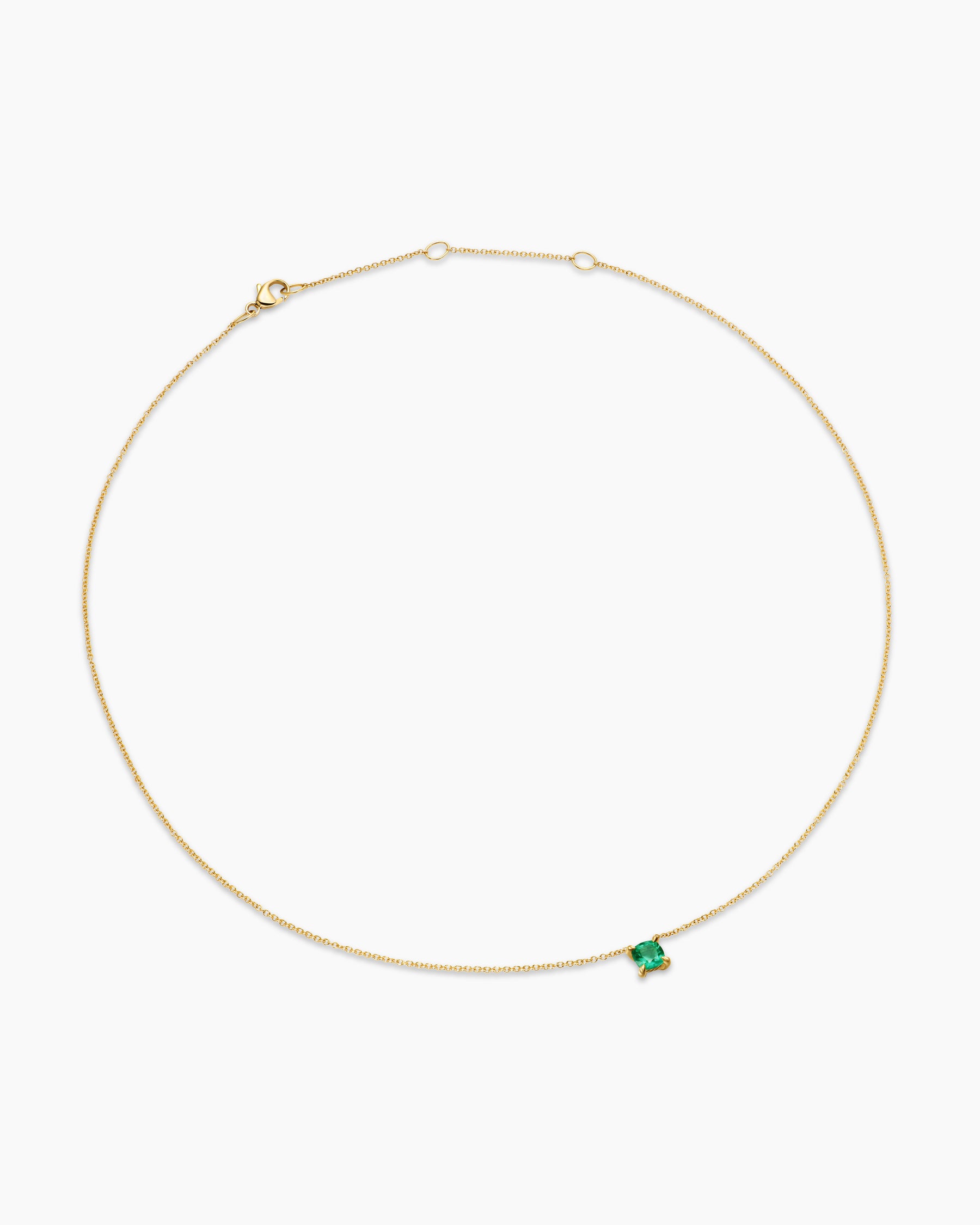 Micro Chatelaine Pendant Necklace in 18K Yellow Gold with Emerald, 4mm - Image 3