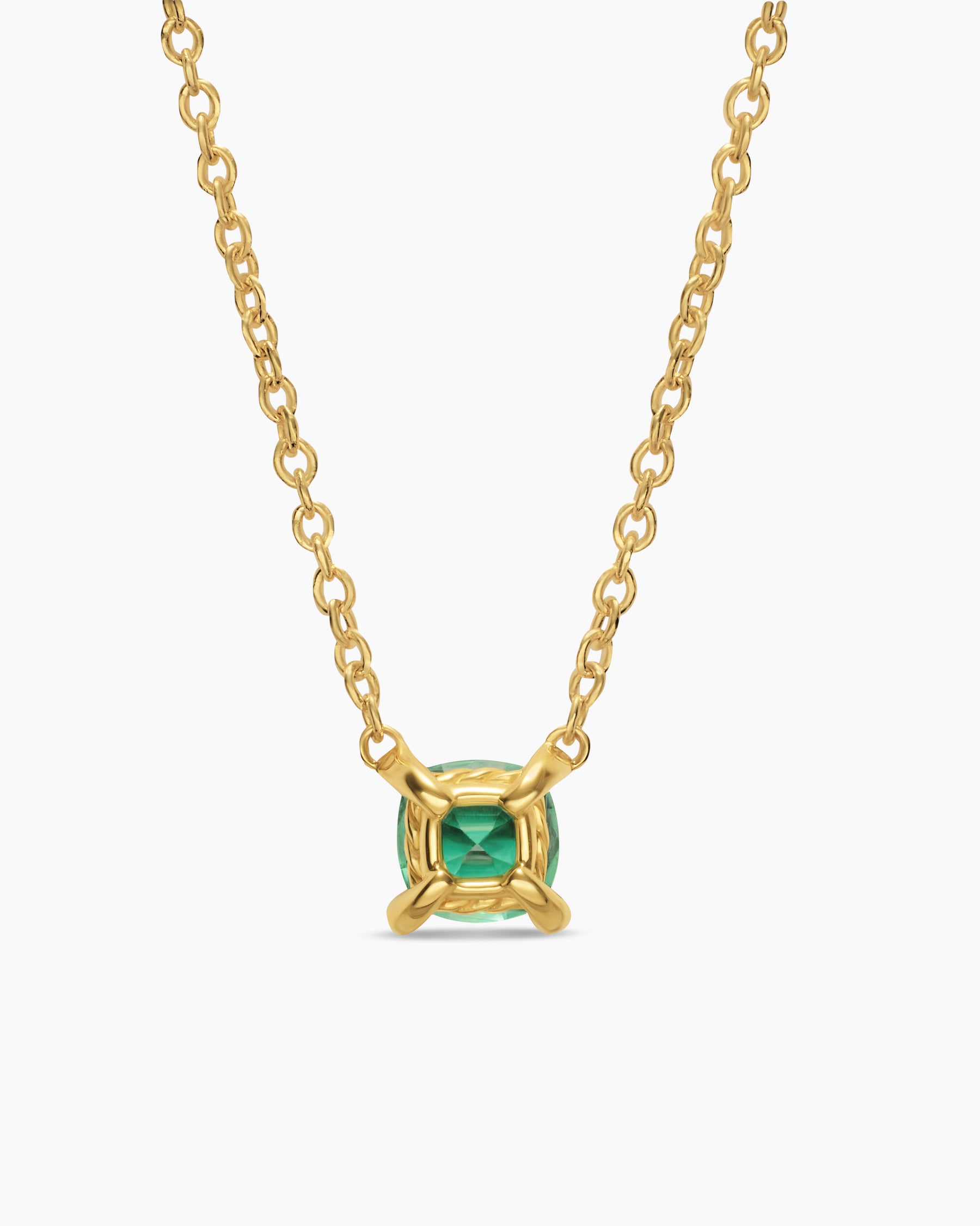 Micro Chatelaine Pendant Necklace in 18K Yellow Gold with Emerald, 4mm - Image 4