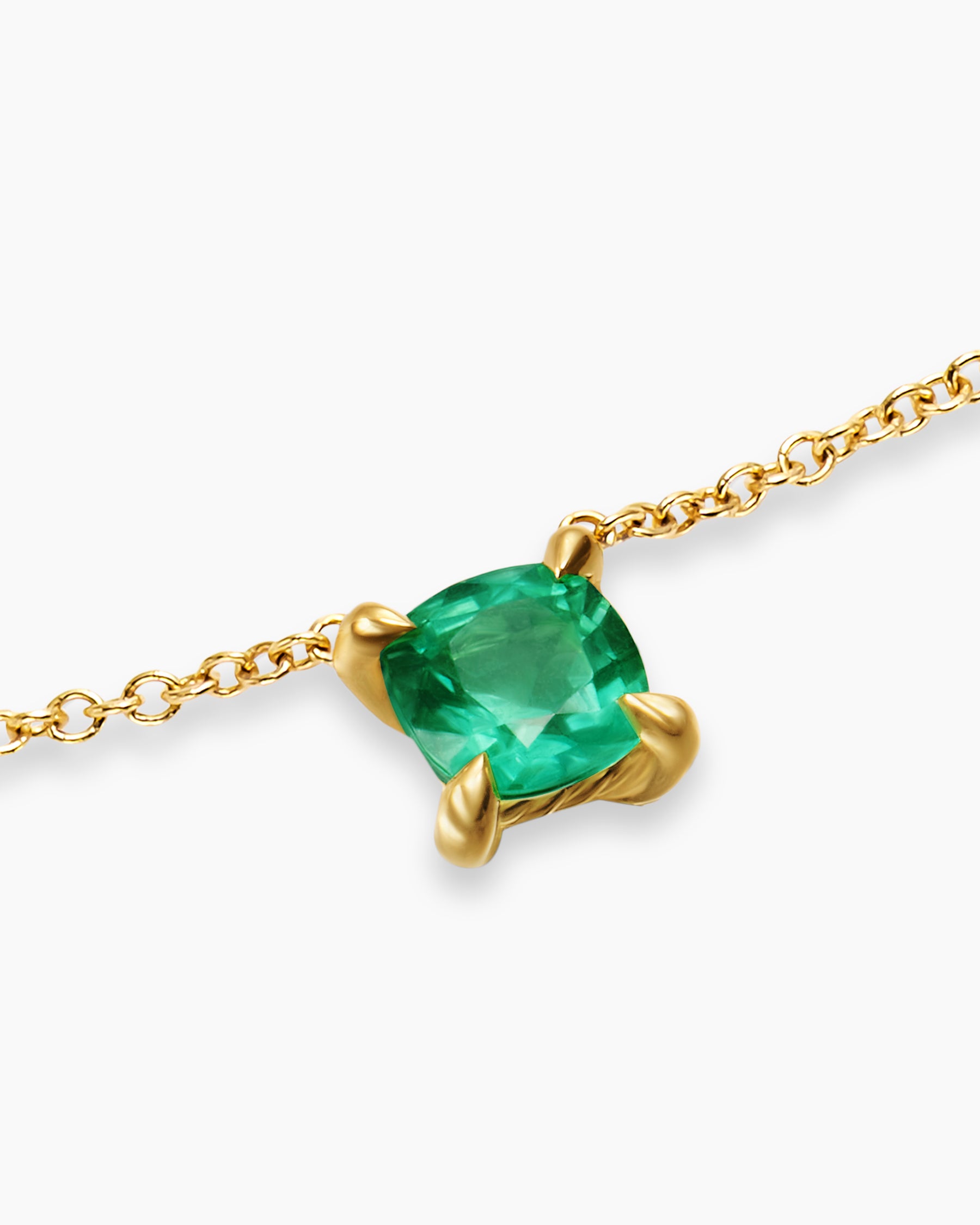 Micro Chatelaine Pendant Necklace in 18K Yellow Gold with Emerald, 4mm - Image 5
