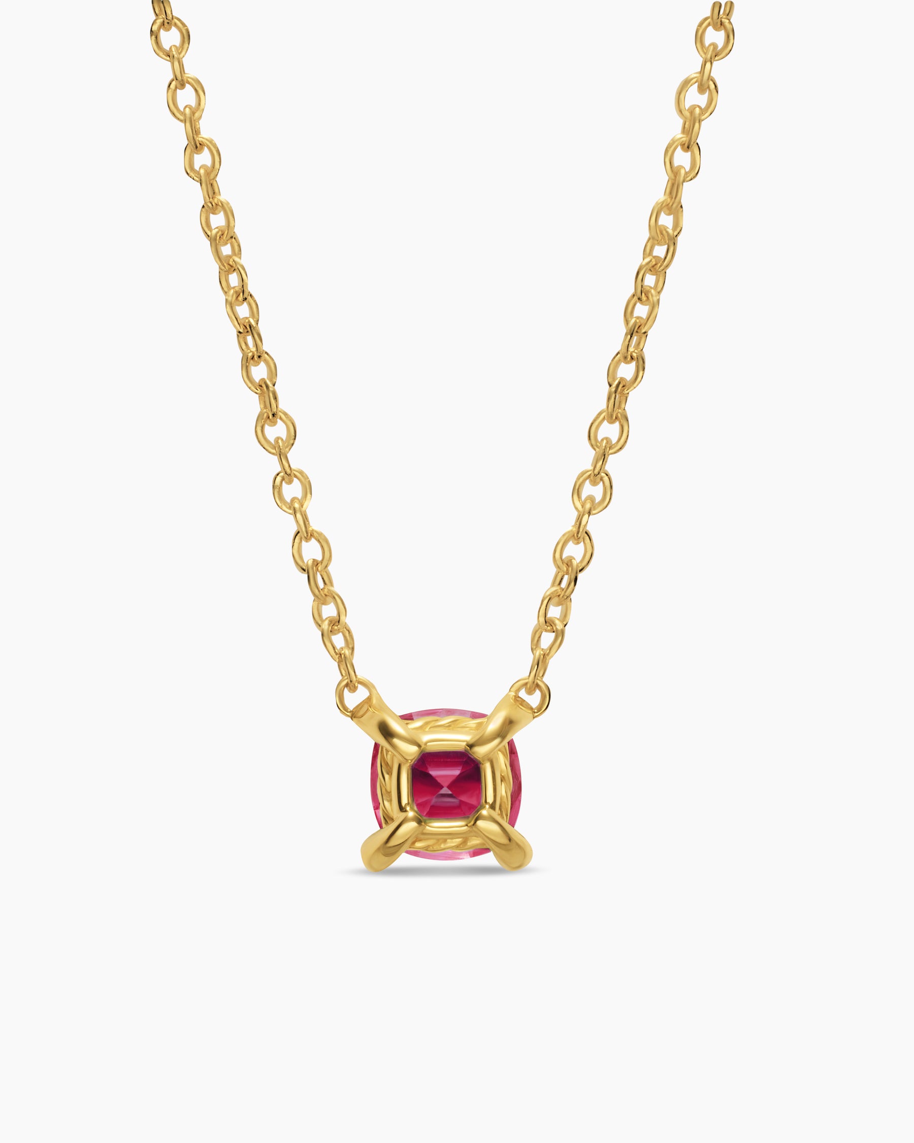 Micro Chatelaine Pendant Necklace in 18K Yellow Gold with Ruby, 4mm - Image 4