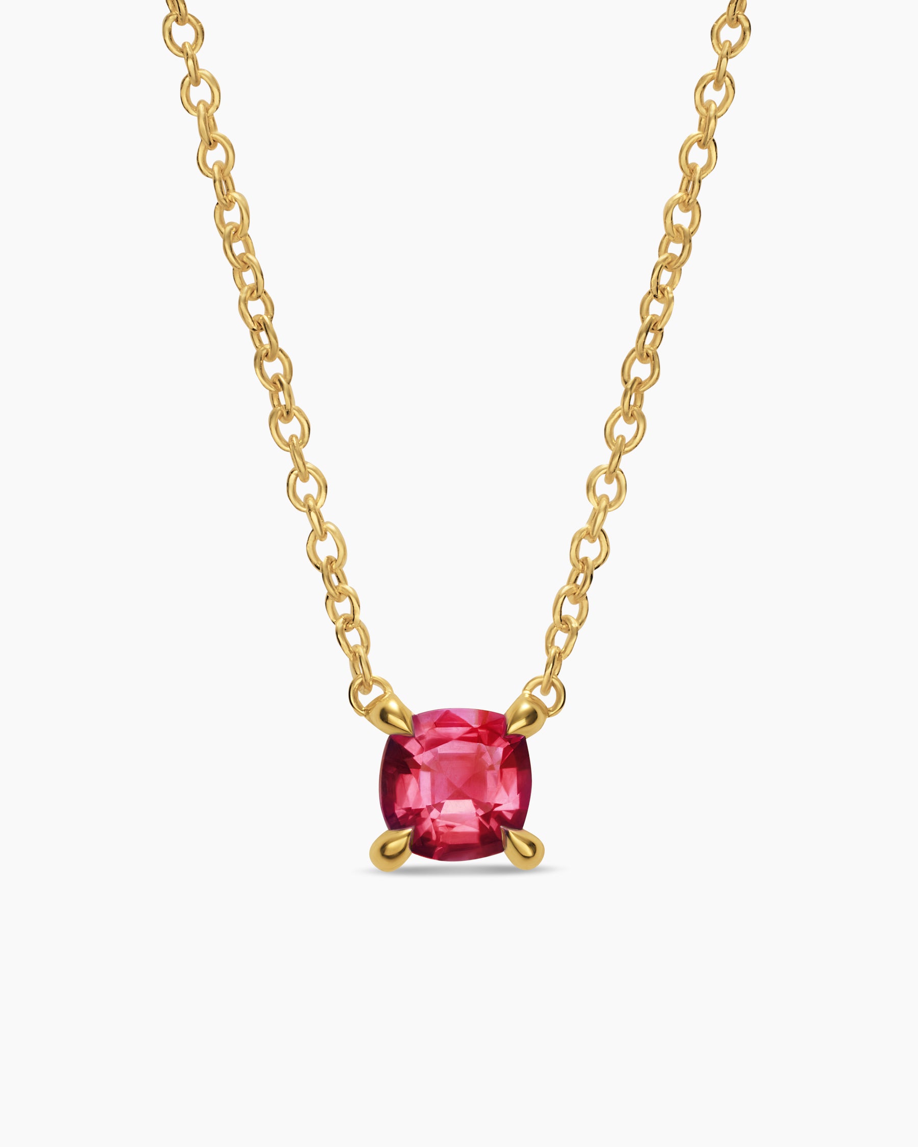 Micro Chatelaine Pendant Necklace in 18K Yellow Gold with Ruby, 4mm
