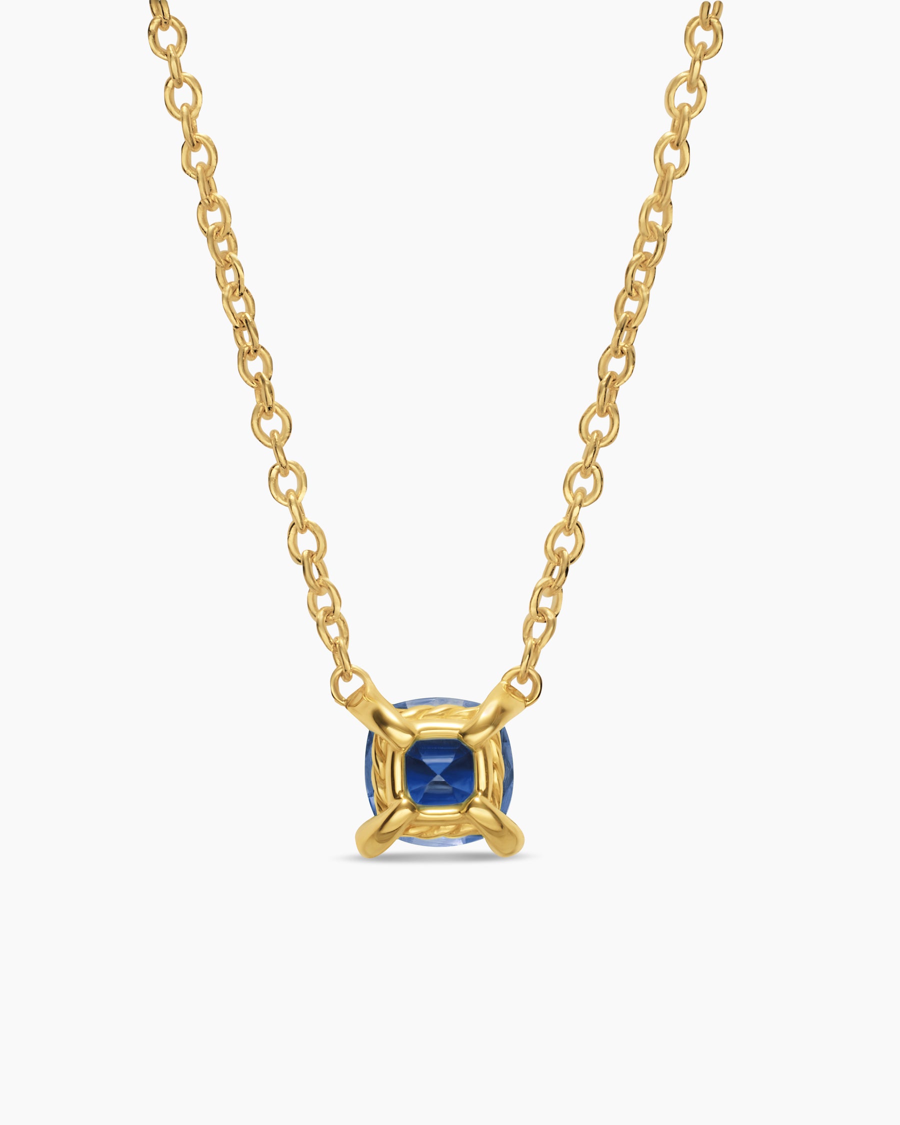 Micro Chatelaine Pendant Necklace in 18K Yellow Gold with Sapphire, 4mm - Image 4