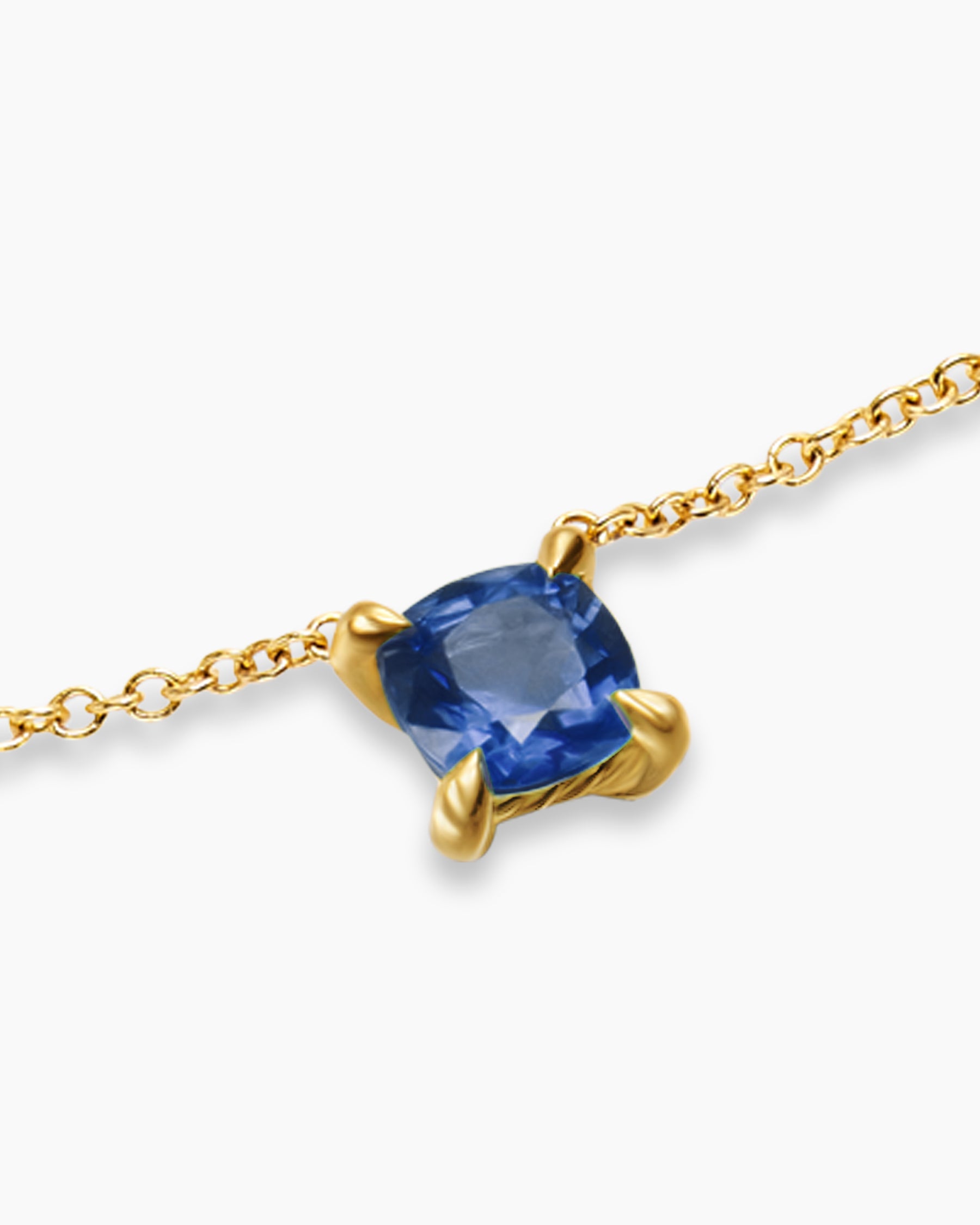 Micro Chatelaine Pendant Necklace in 18K Yellow Gold with Sapphire, 4mm - Image 5
