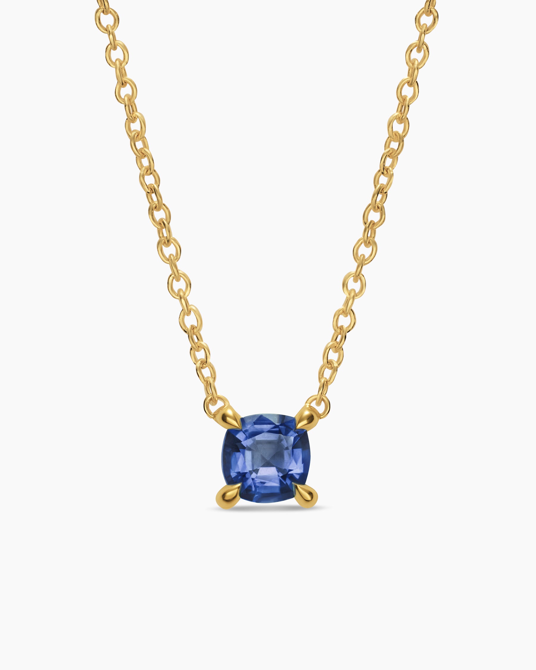 Micro Chatelaine Pendant Necklace in 18K Yellow Gold with Sapphire, 4mm
