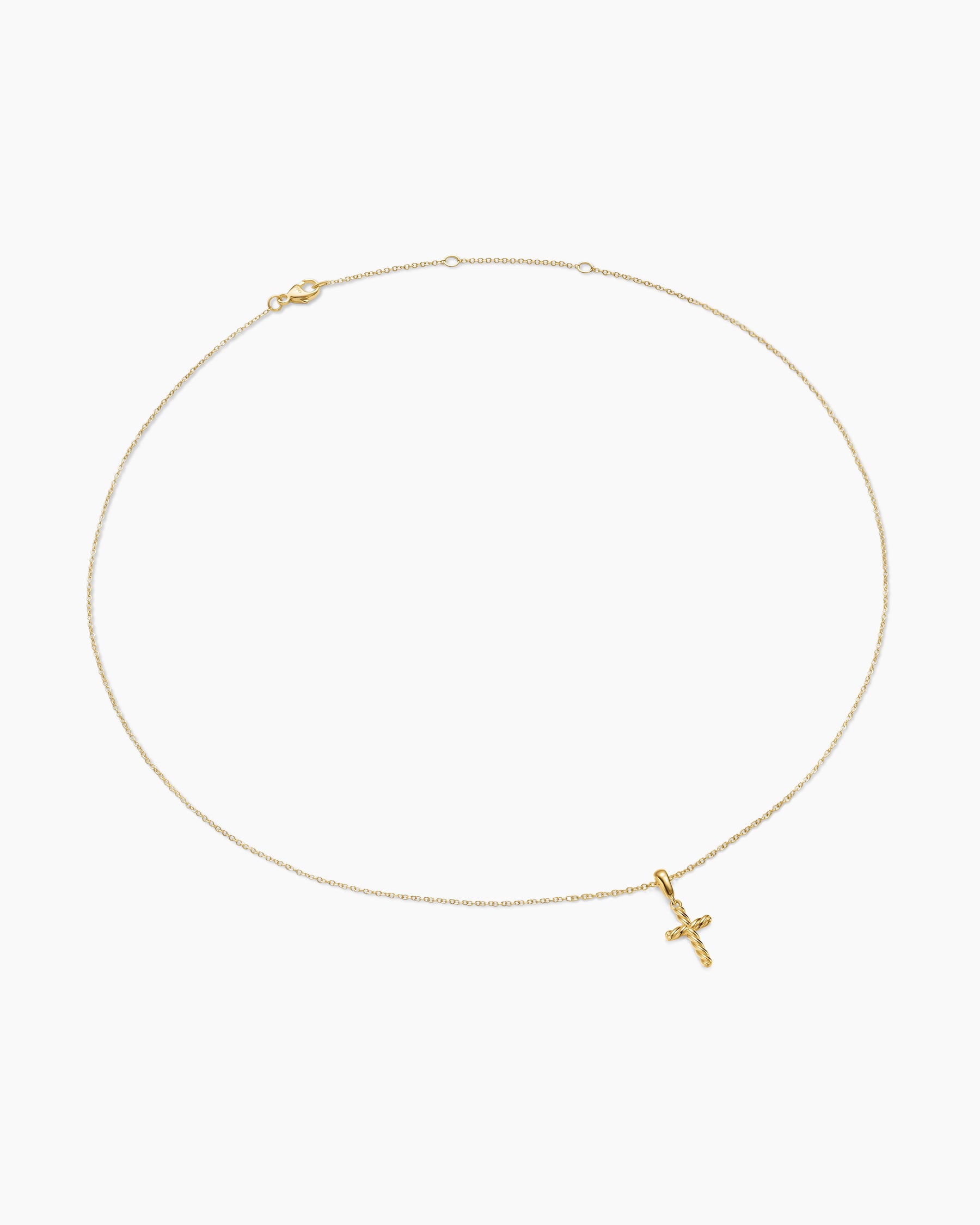 Cable Cross Pendant Necklace in 18K Yellow Gold, 17.5mm - Image 3