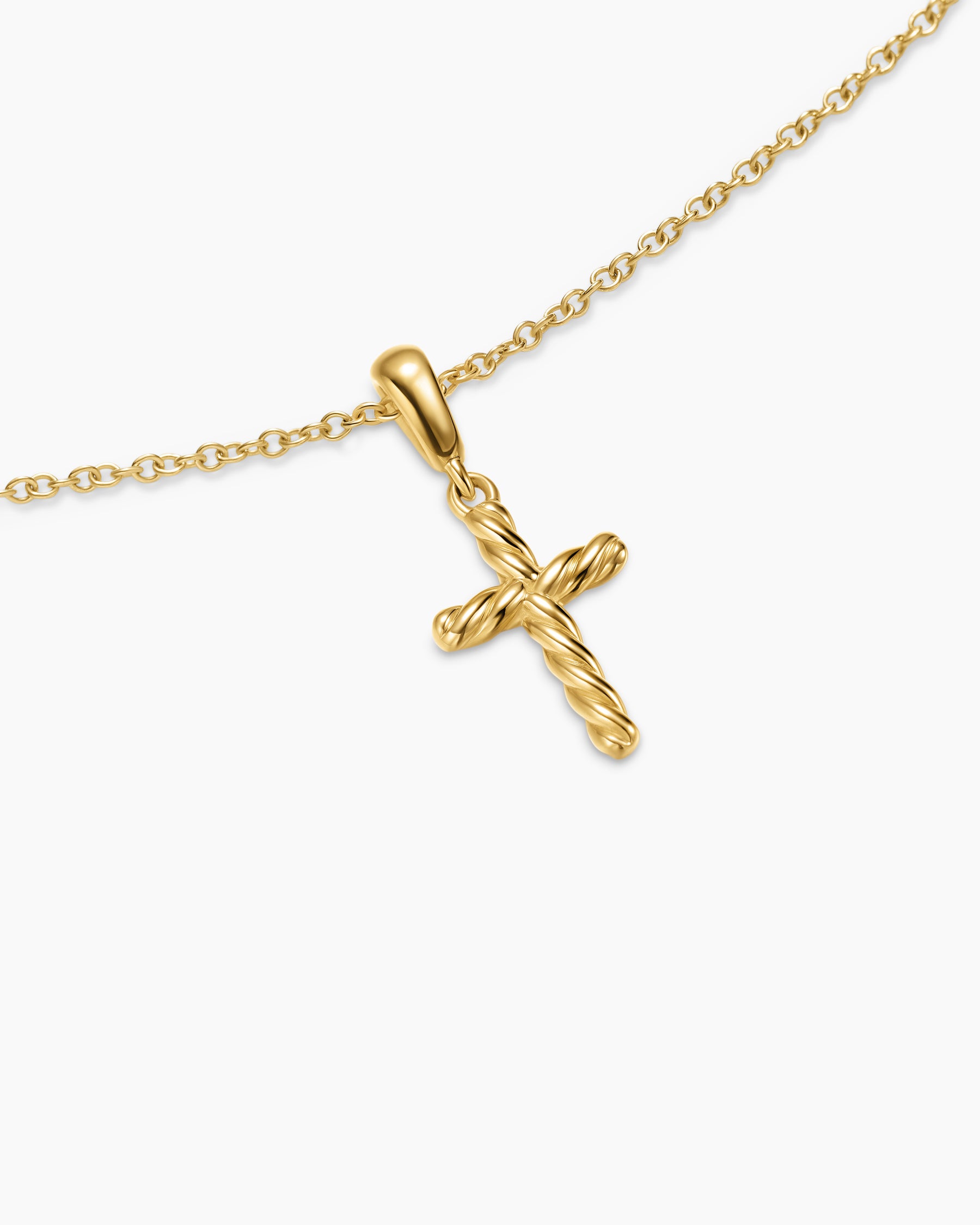Cable Cross Pendant Necklace in 18K Yellow Gold, 17.5mm - Image 5