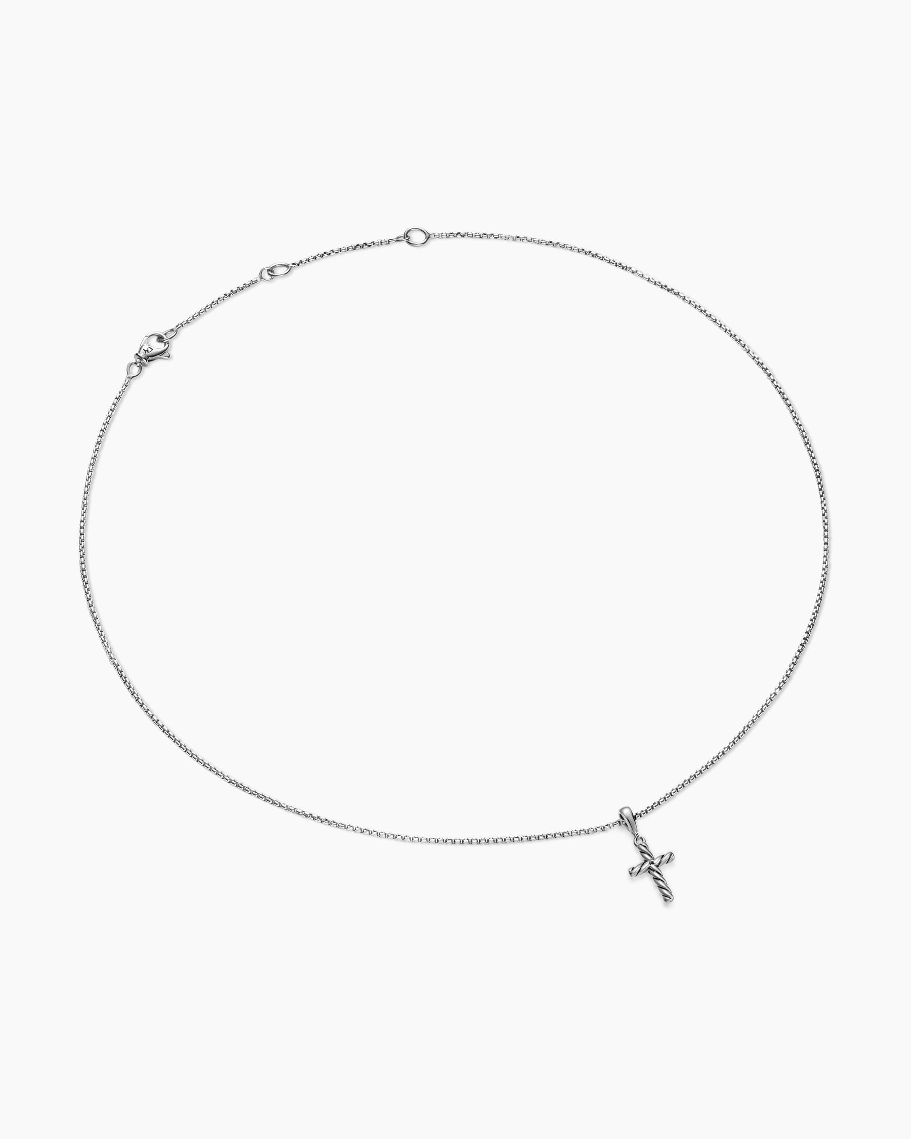 Cable Cross Pendant Necklace in Sterling Silver, 17.5mm - Image 3