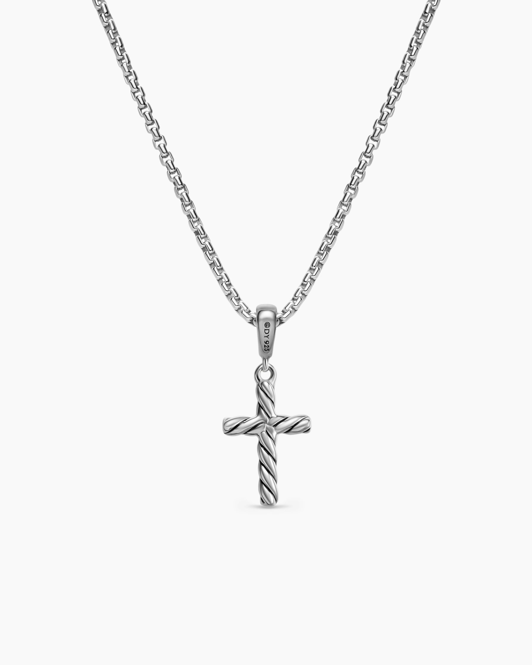 Cable Cross Pendant Necklace in Sterling Silver, 17.5mm - Image 4