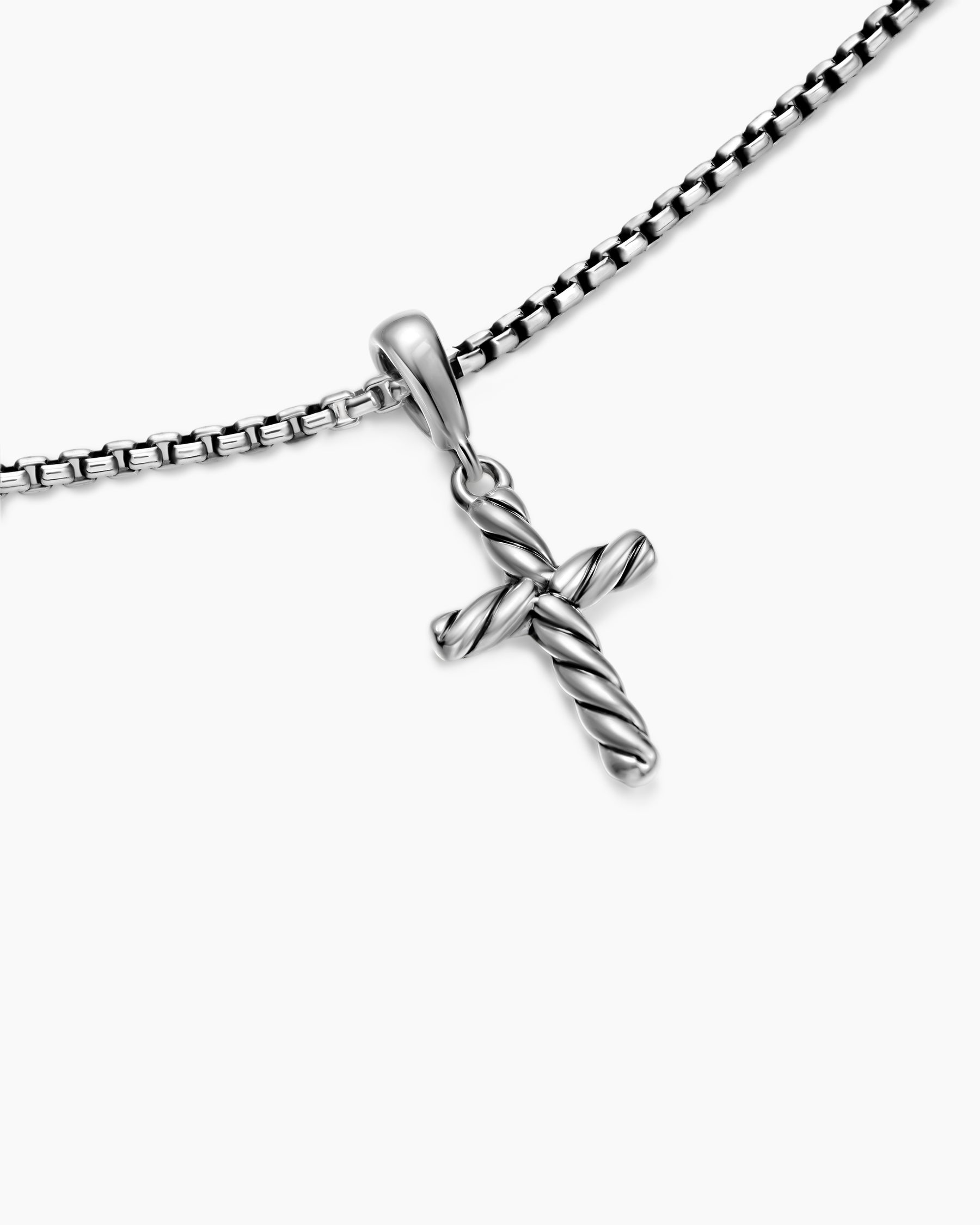 Cable Cross Pendant Necklace in Sterling Silver, 17.5mm - Image 5