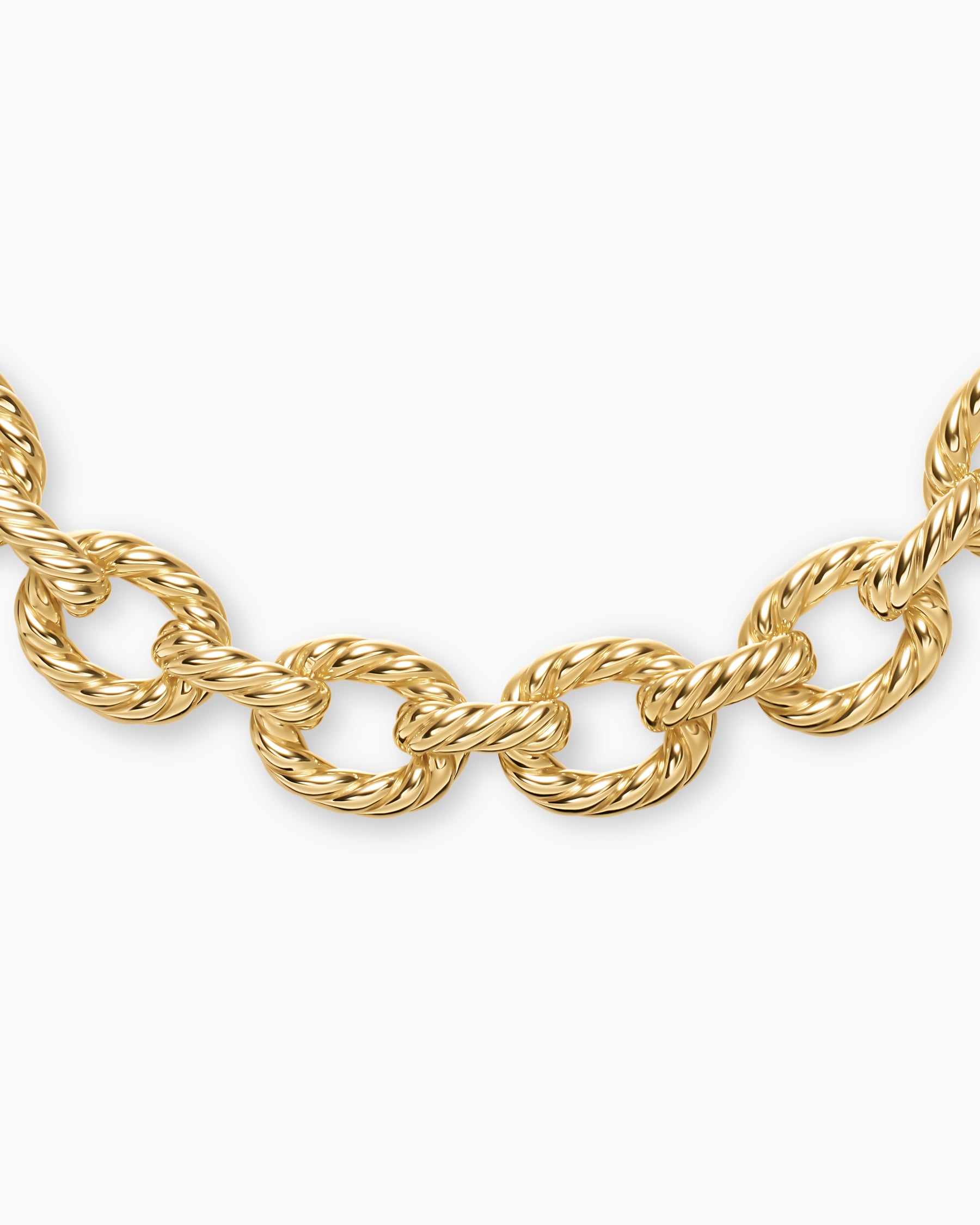 Sculpted Cable Oval Link Necklace in 18K Yellow Gold, 18mm - Image 4