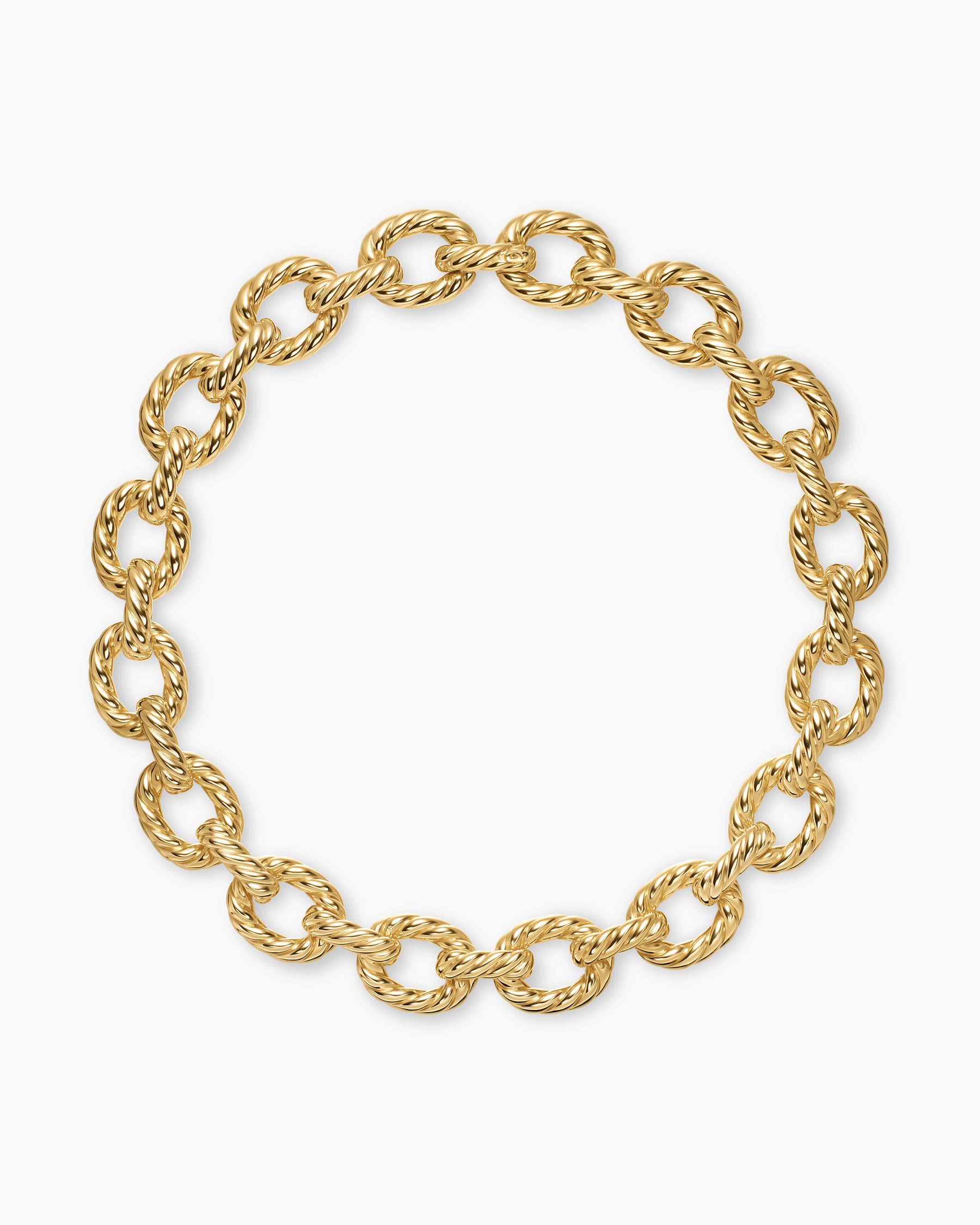 Sculpted Cable Oval Link Necklace in 18K Yellow Gold, 18mm