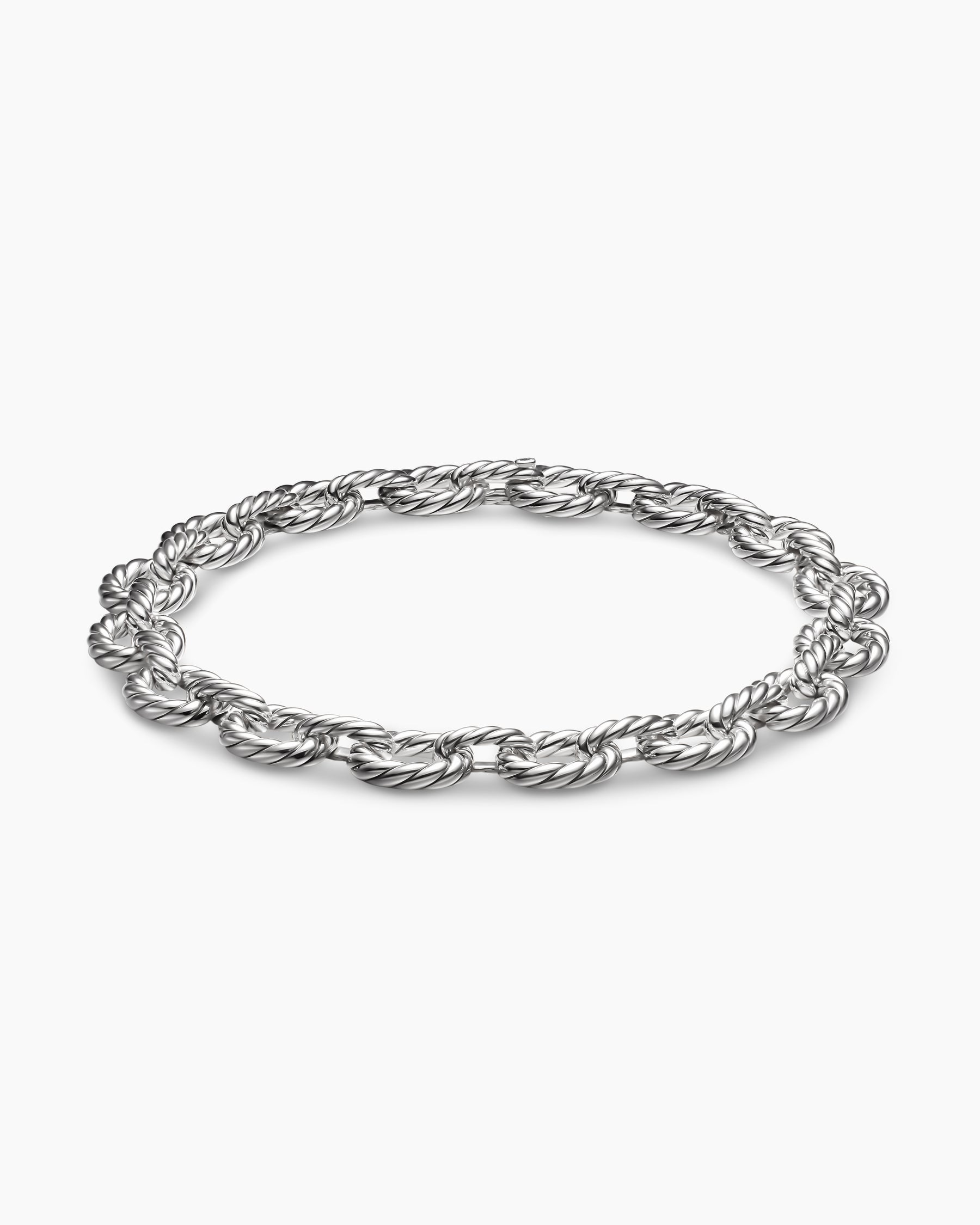 Sculpted Cable Oval Link Necklace in Sterling Silver, 18mm - Image 3