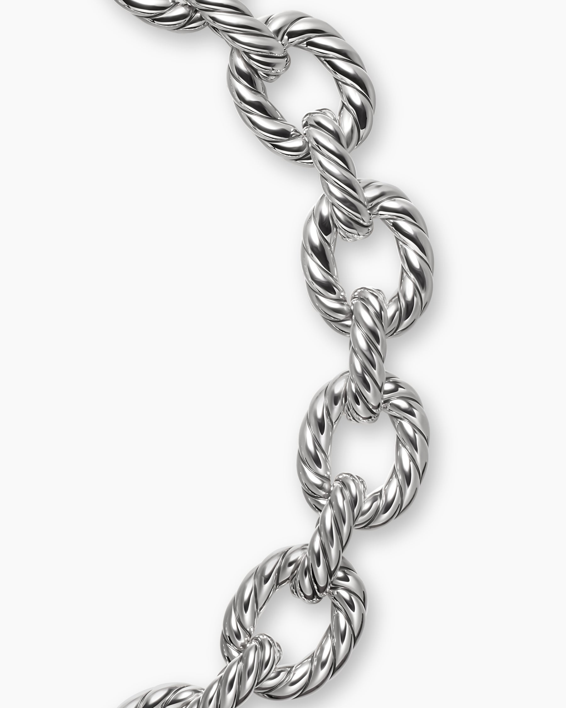 Sculpted Cable Oval Link Necklace in Sterling Silver, 18mm - Image 5