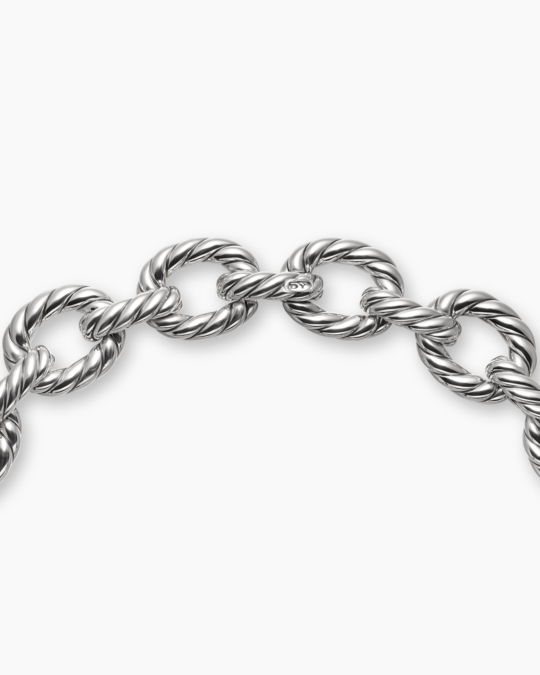 Sculpted Cable Oval Link Necklace in Sterling Silver, 18mm - Image 6