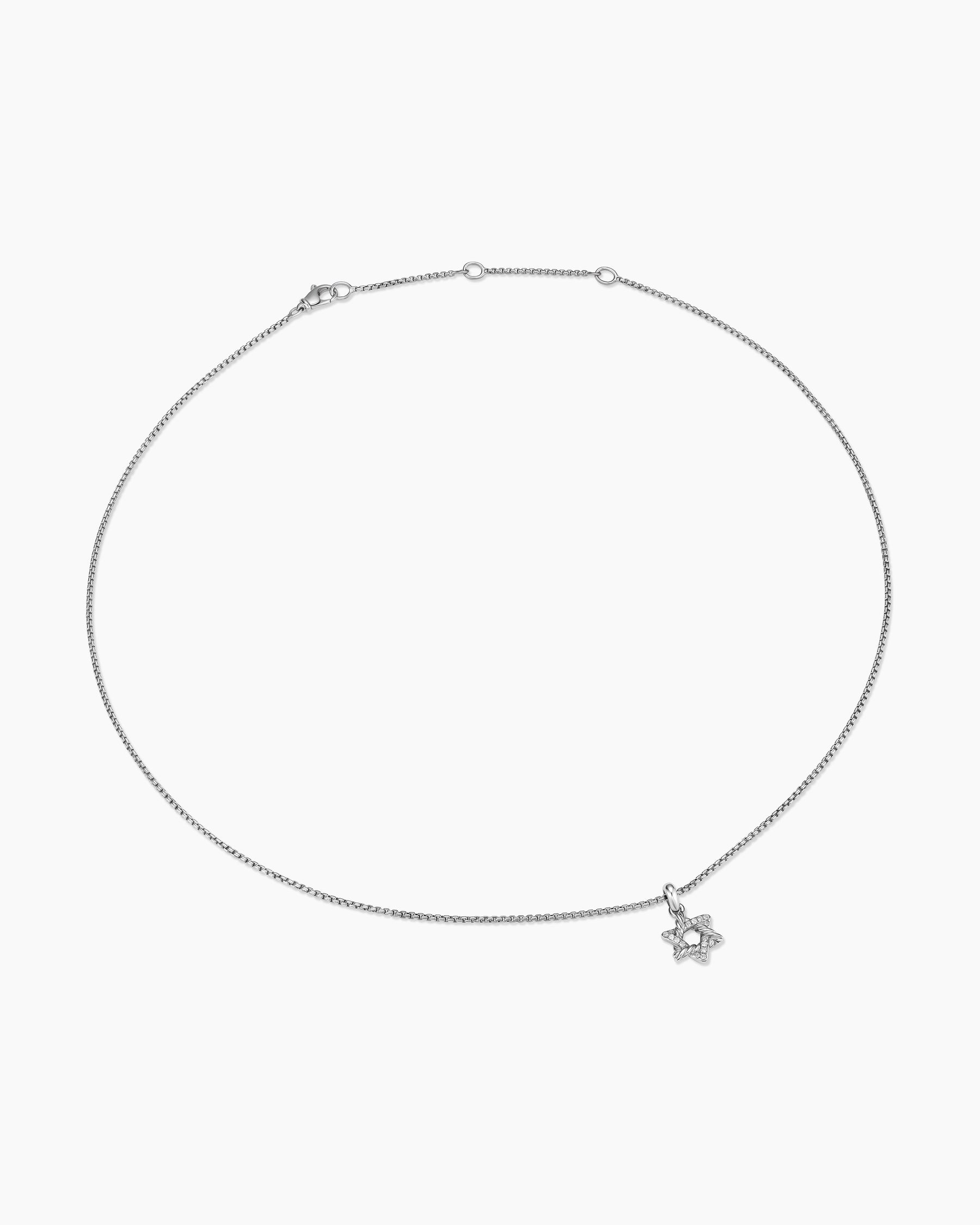 Star of David Pendant Necklace in Sterling Silver with Diamonds, 12.3mm - Image 3