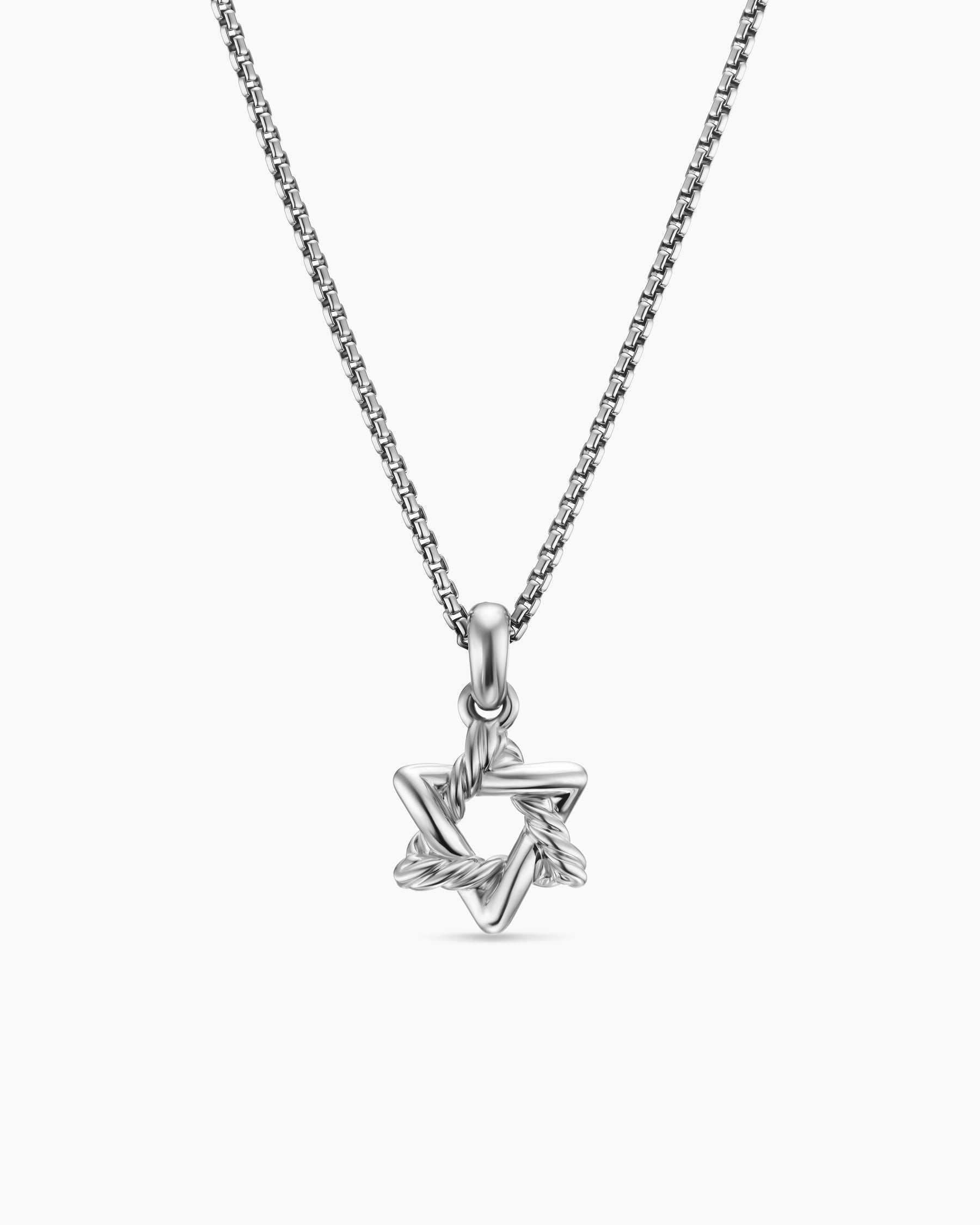 Star of David Pendant Necklace in Sterling Silver with Diamonds, 12.3mm - Image 4