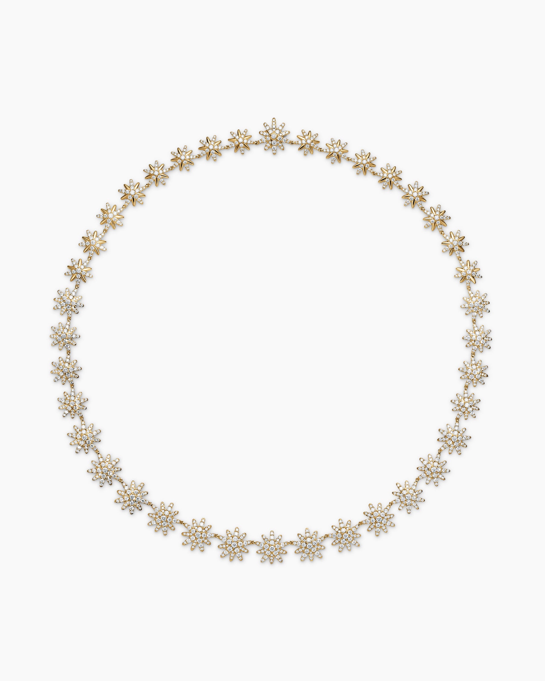 Starburst Tennis Necklace in 18K Yellow Gold with Diamonds, 12.5mm - Image 4