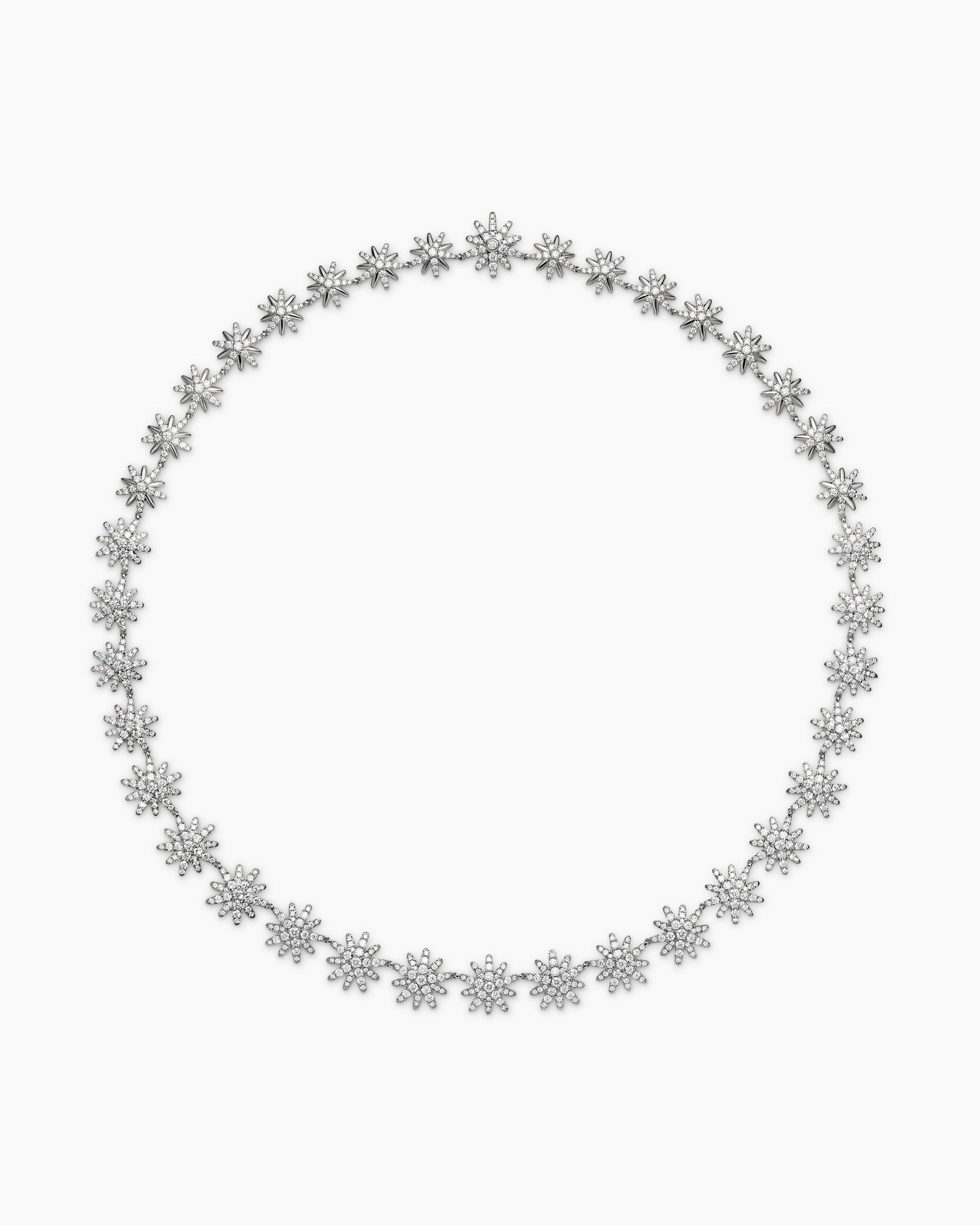 Starburst Tennis Necklace in 18K White Gold with Diamonds, 12.5mm - Image 3