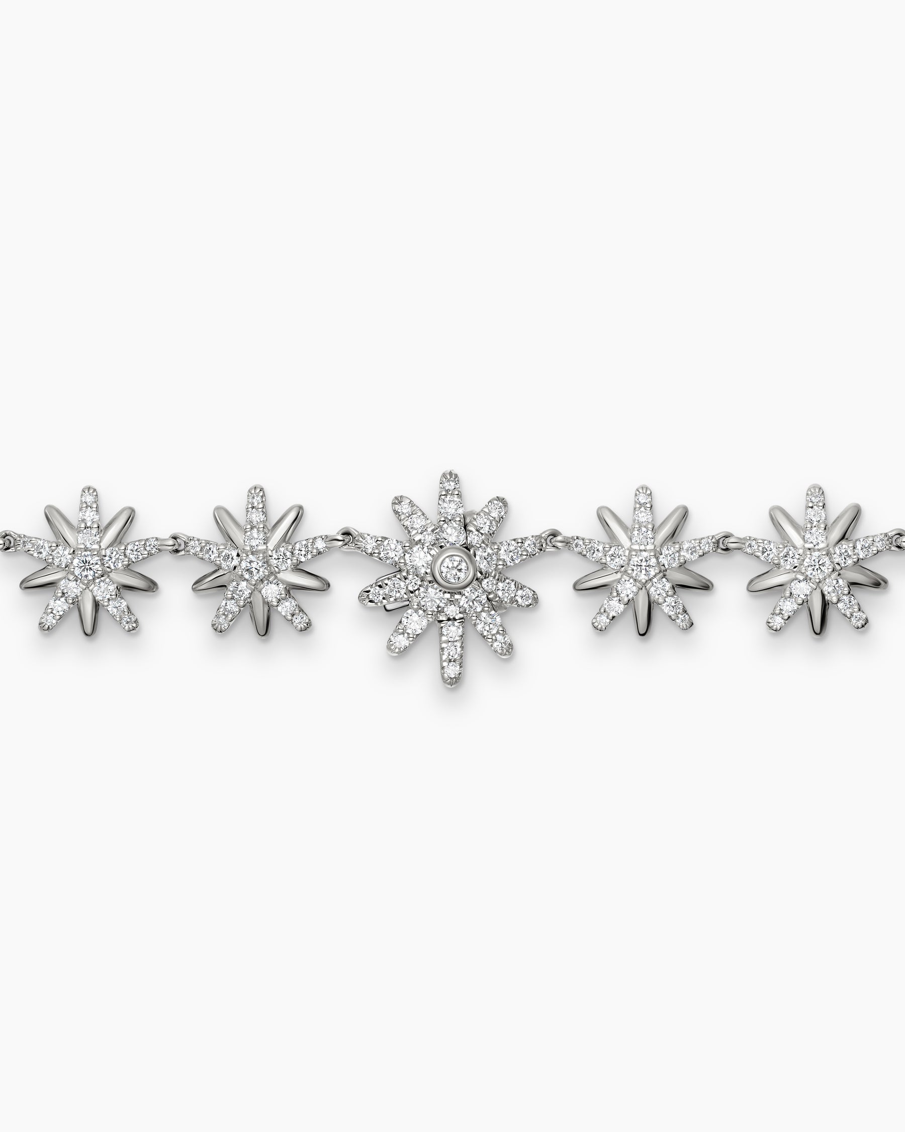 Starburst Tennis Necklace in 18K White Gold with Diamonds, 12.5mm - Image 4