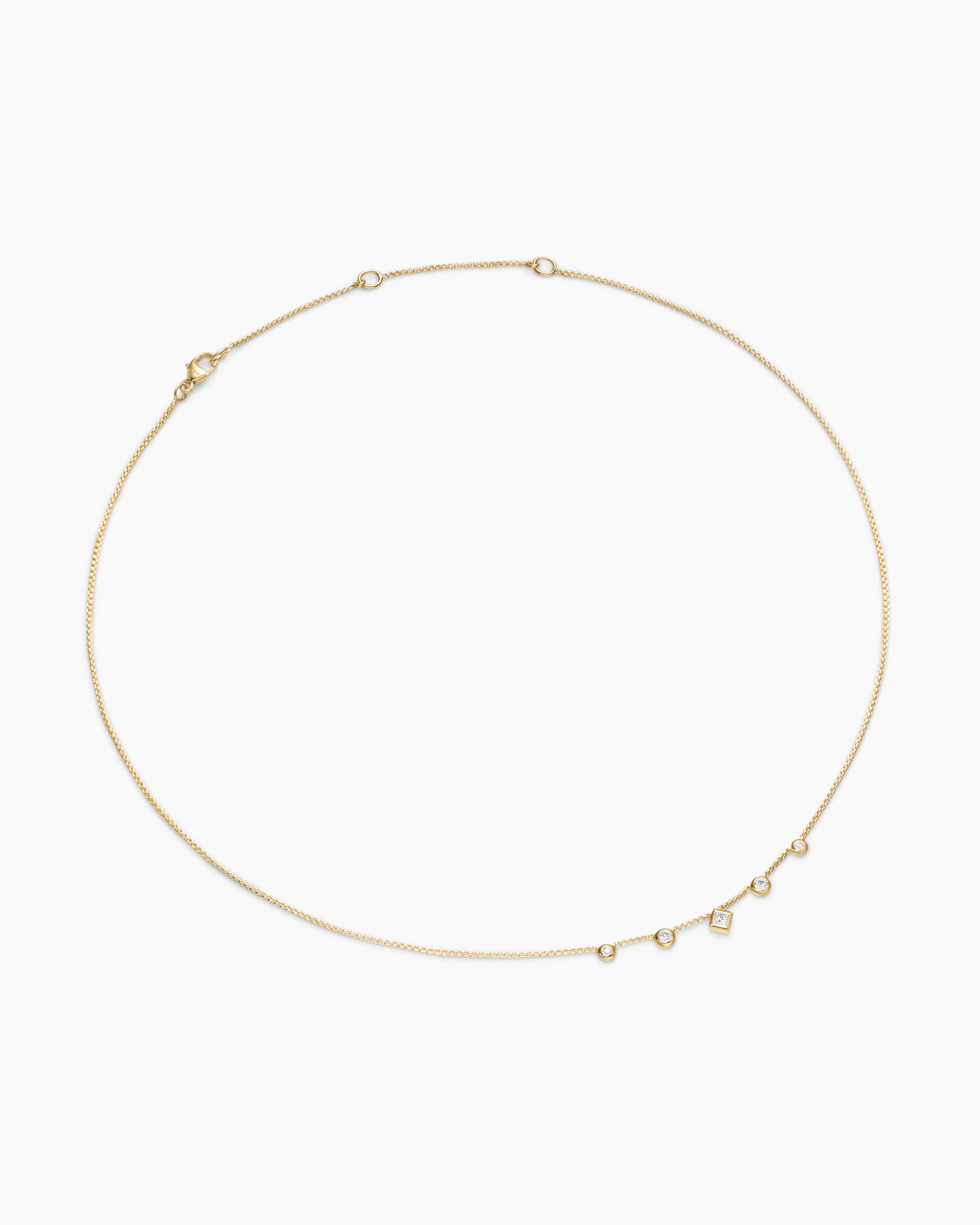 Petite Modern Renaissance Station Chain Necklace in 18K Yellow Gold with Diamonds, 3.4mm - Image 3