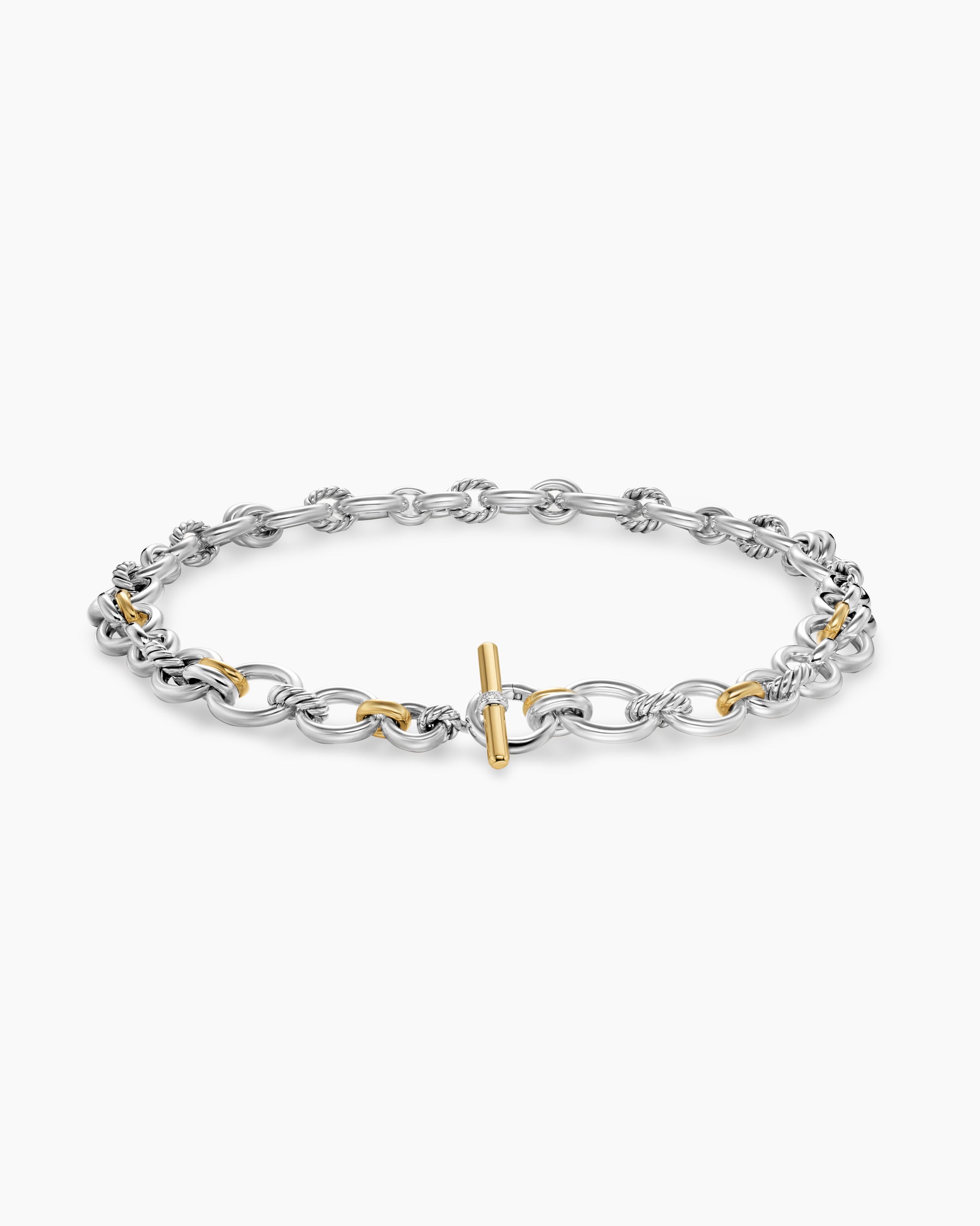DY Mercer Chain Necklace in Sterling Silver with 18K Yellow Gold and Diamonds, 8mm - Image 3