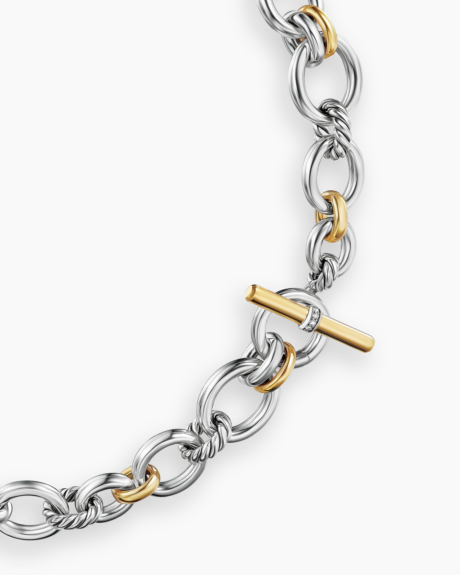 DY Mercer Chain Necklace in Sterling Silver with 18K Yellow Gold and Diamonds, 8mm - Image 4
