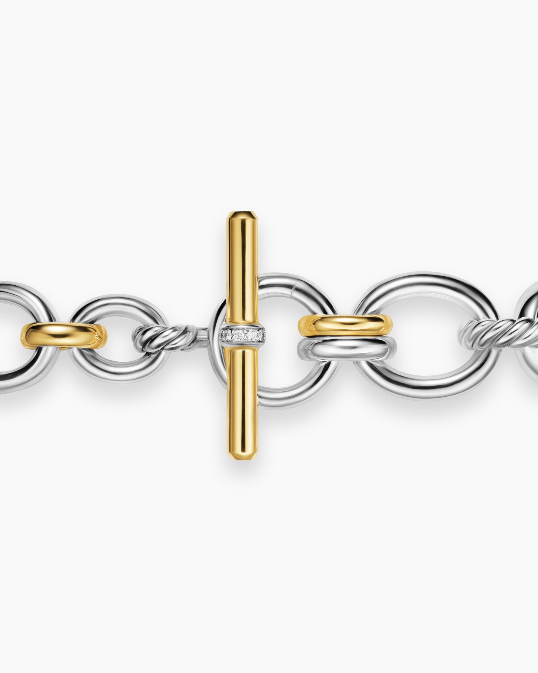 DY Mercer Chain Necklace in Sterling Silver with 18K Yellow Gold and Diamonds, 8mm - Image 5