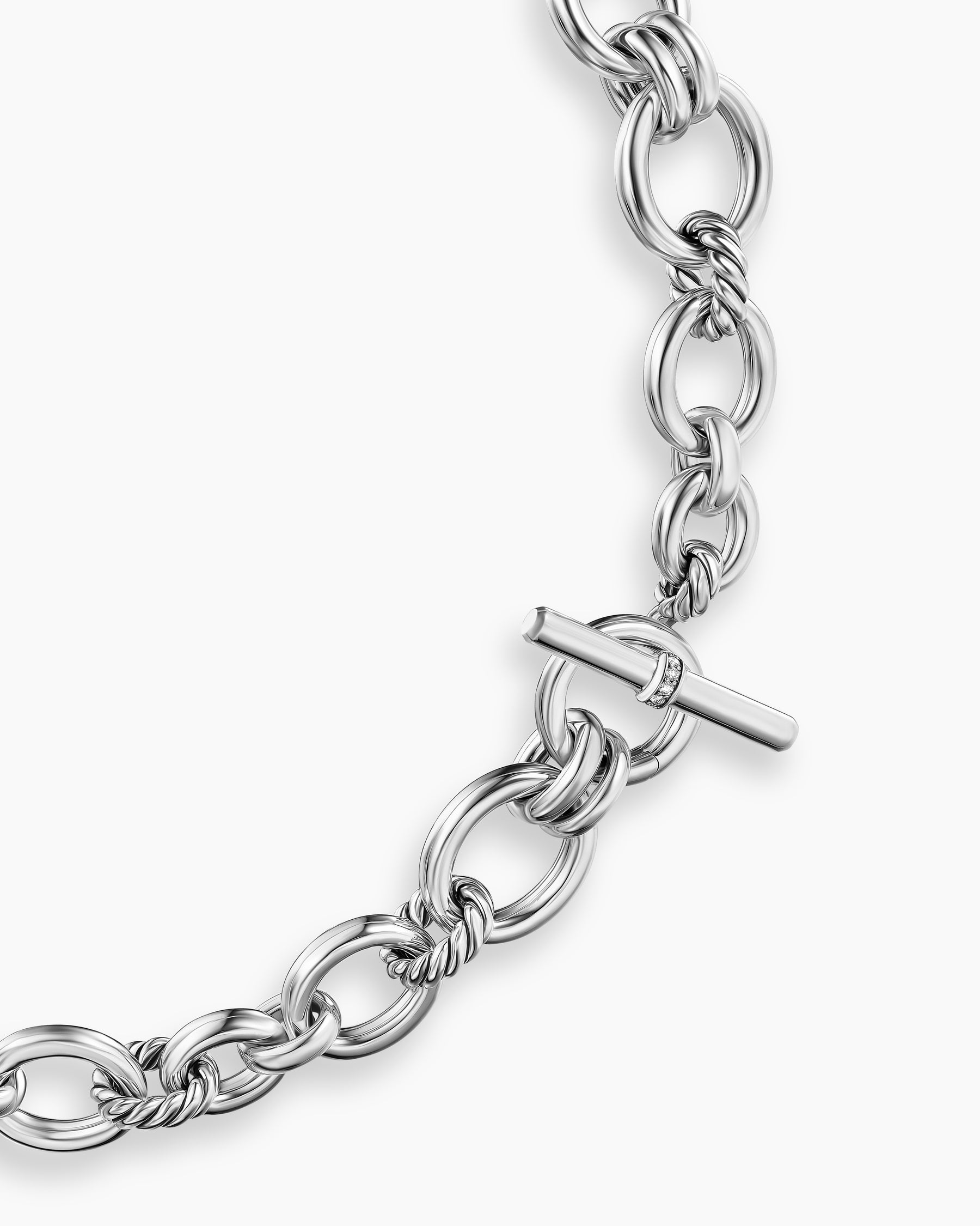 DY Mercer Chain Necklace in Sterling Silver with Diamonds, 8mm - Image 4