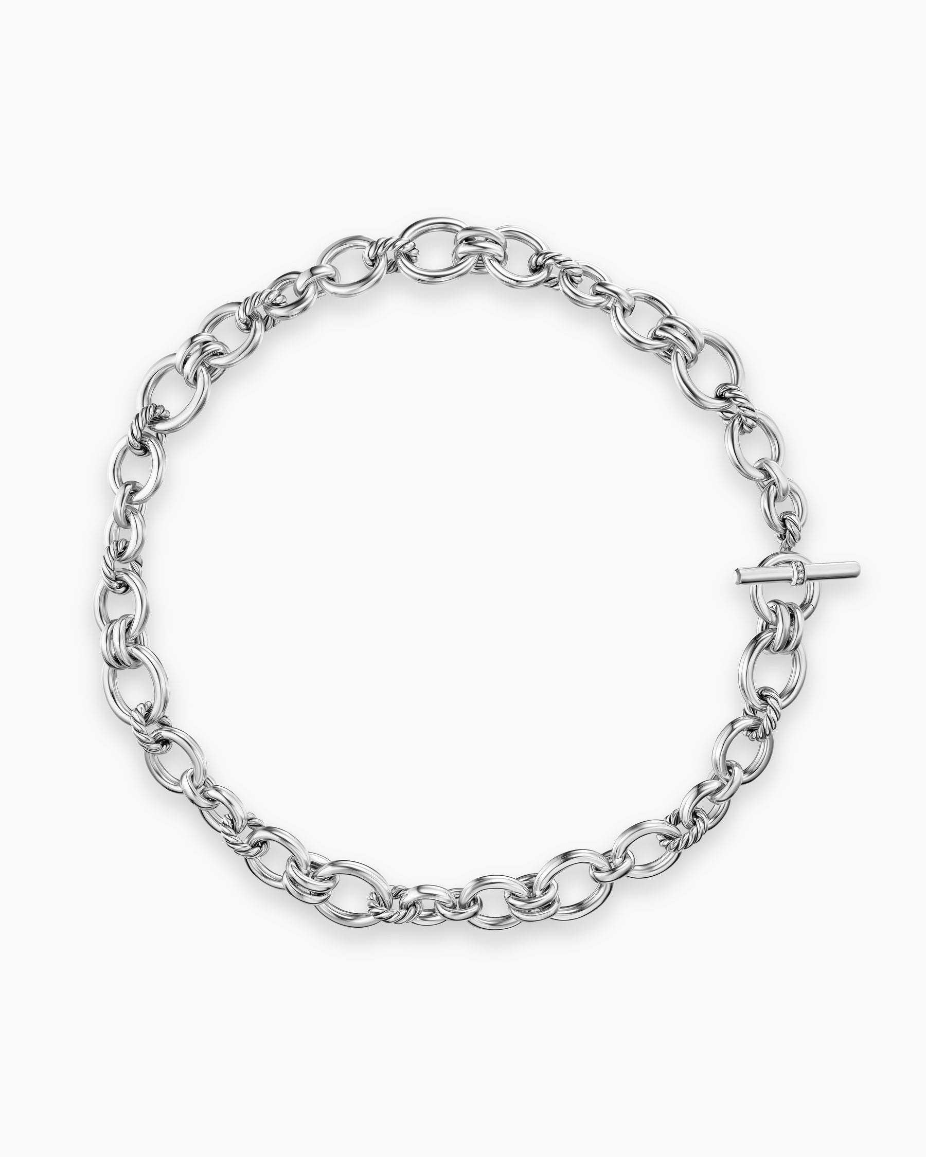 DY Mercer Chain Necklace in Sterling Silver with Diamonds, 8mm