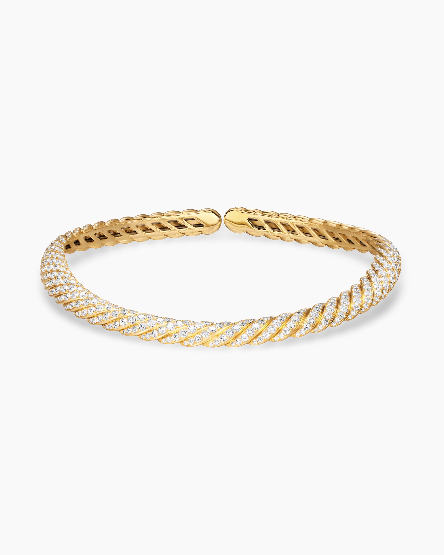 Sculpted Cable Flex Necklace in 18K Yellow Gold with Diamonds, 11mm - Image 3