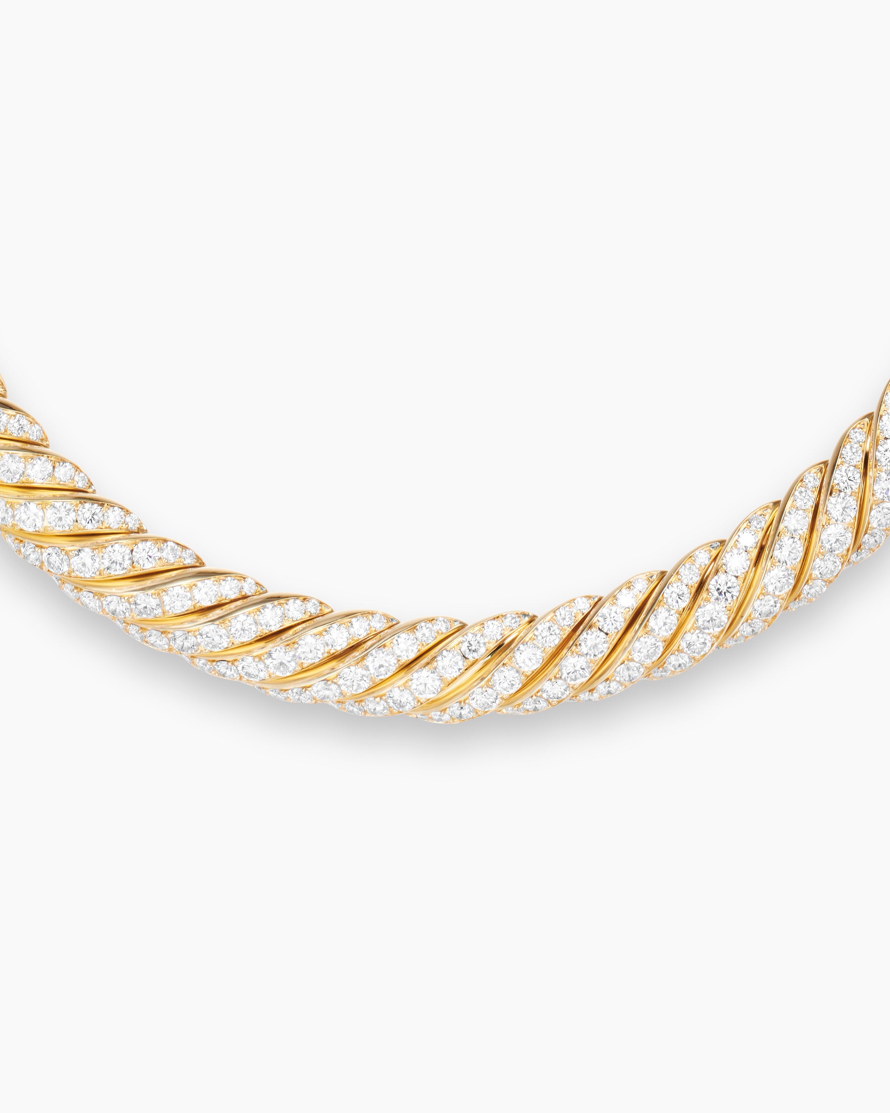 Sculpted Cable Flex Necklace in 18K Yellow Gold with Diamonds, 11mm - Image 4