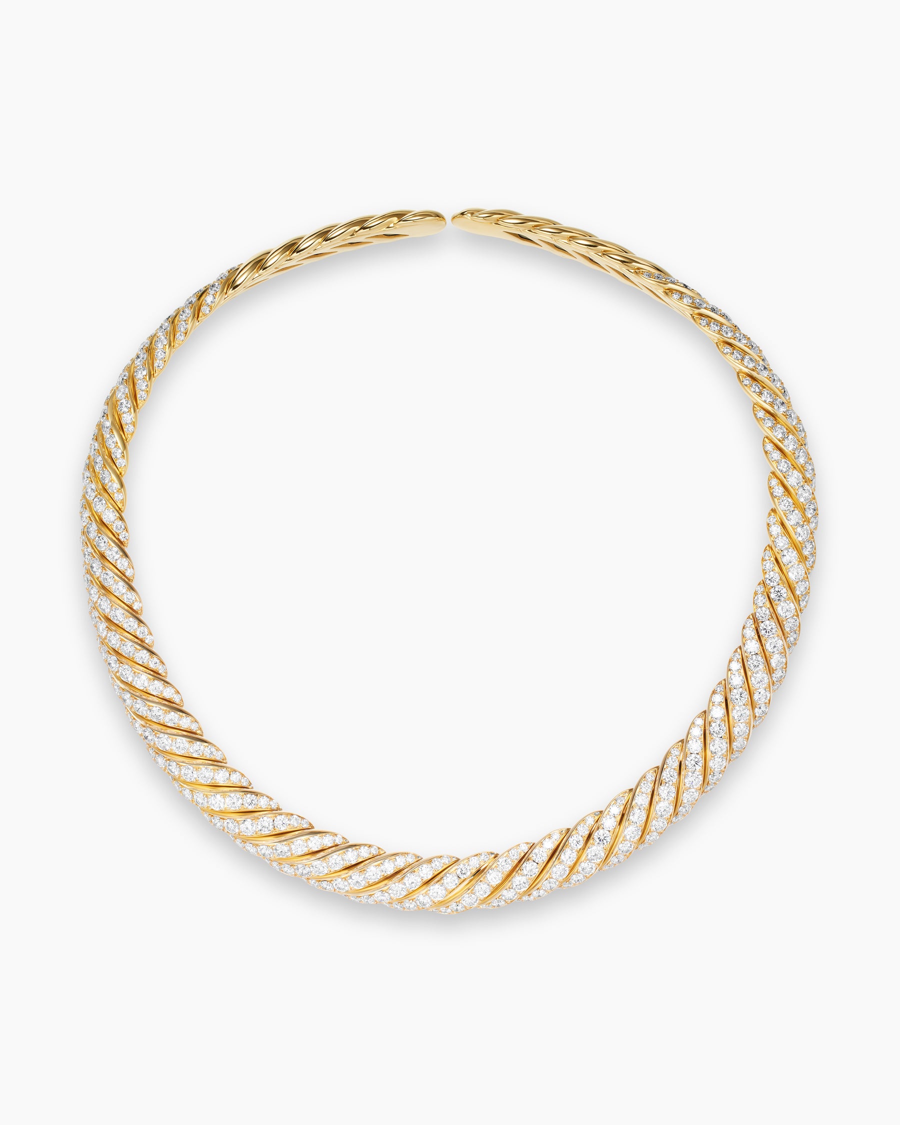 Sculpted Cable Flex Necklace in 18K Yellow Gold with Diamonds, 11mm