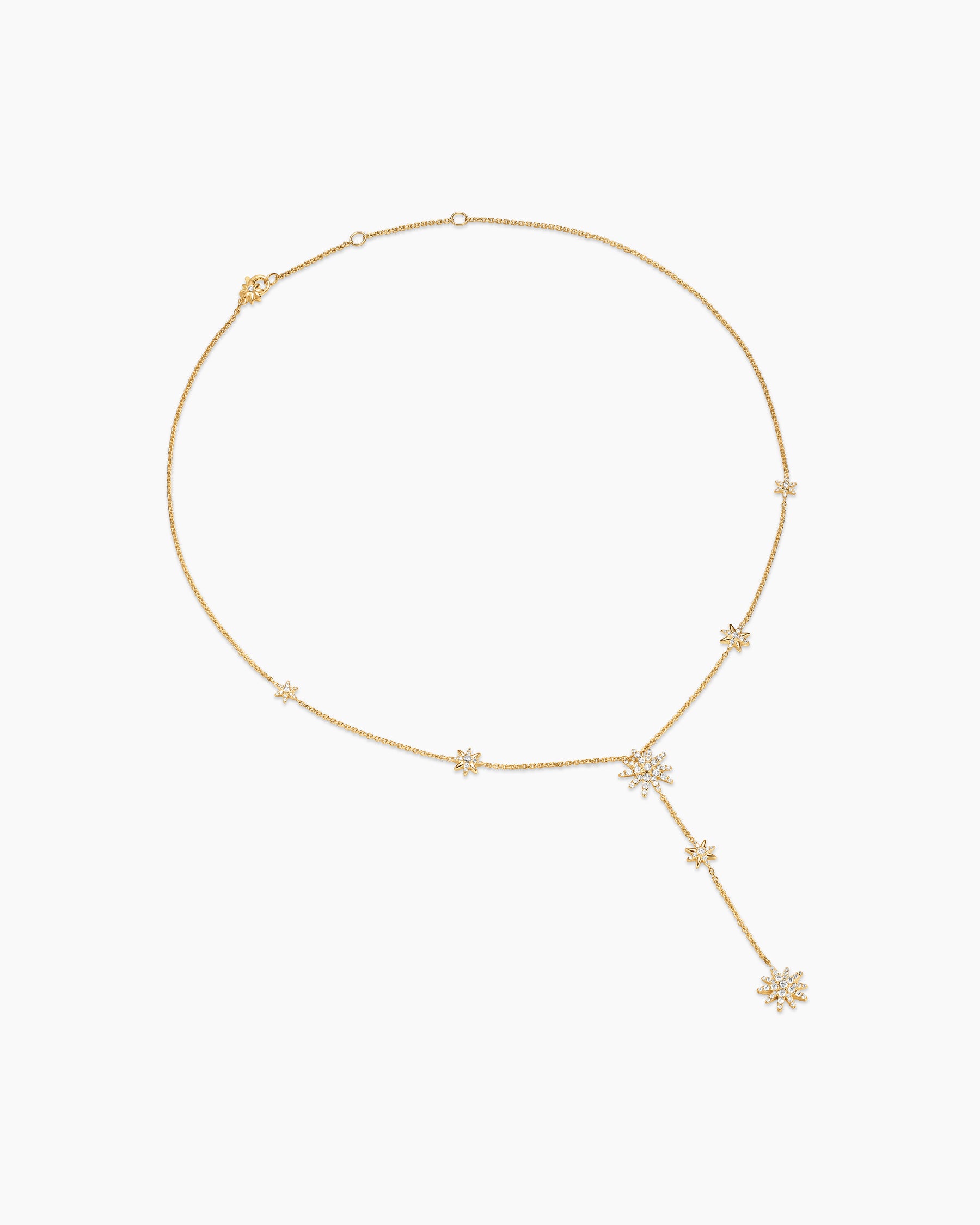 Alternative view of Starburst Y Necklace in 18K Yellow Gold with Diamonds, 76.7mm