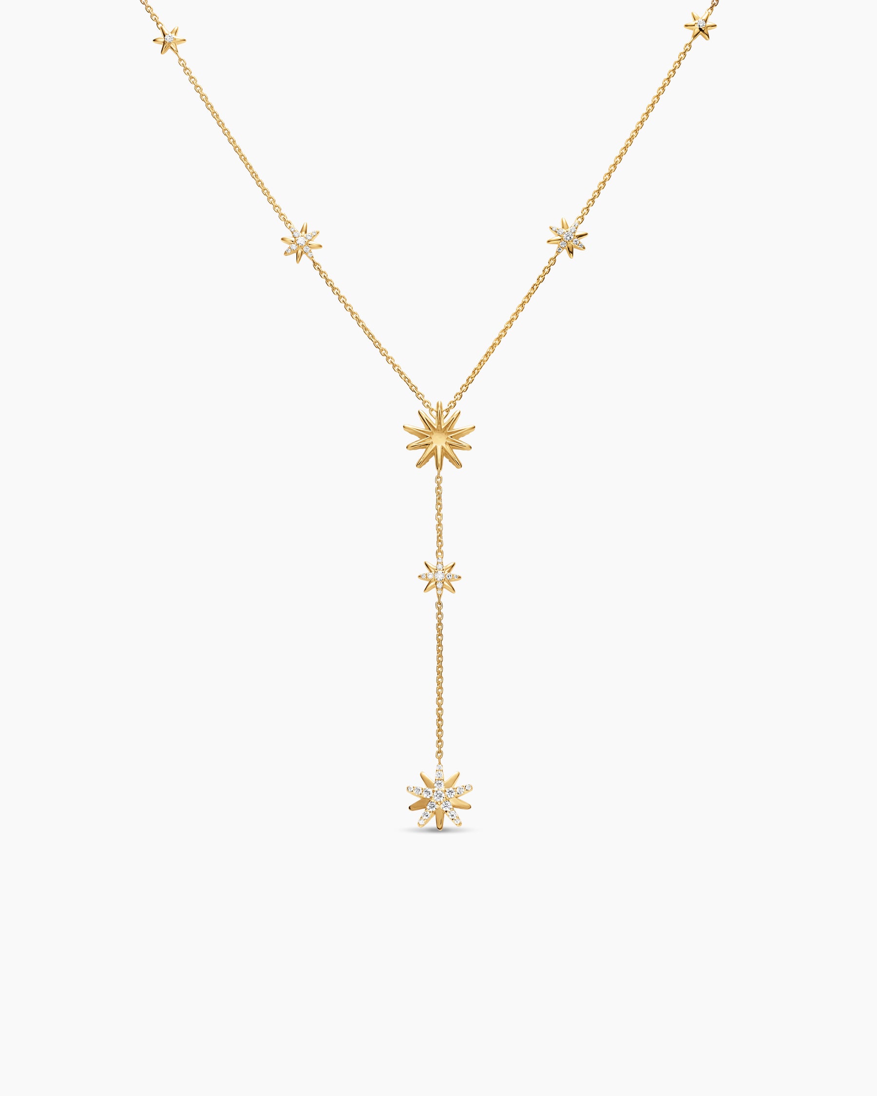 Starburst Y Necklace in 18K Yellow Gold with Diamonds, 76.7mm - Image 3