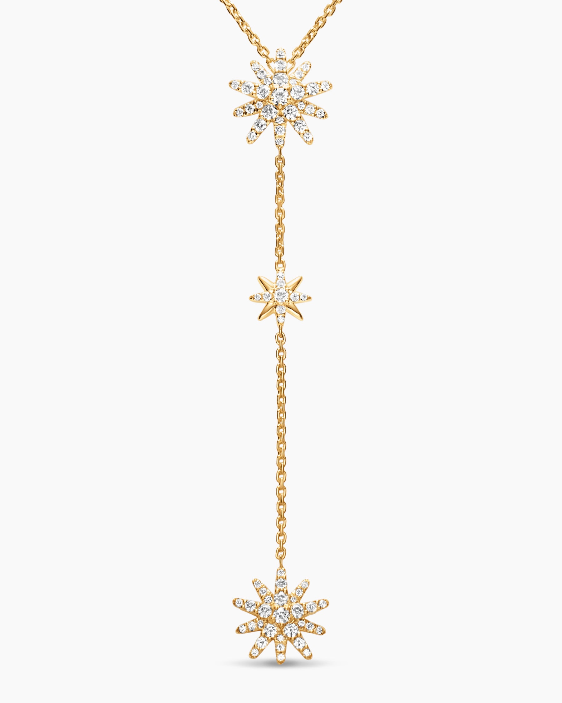 Starburst Y Necklace in 18K Yellow Gold with Diamonds, 76.7mm - Image 4