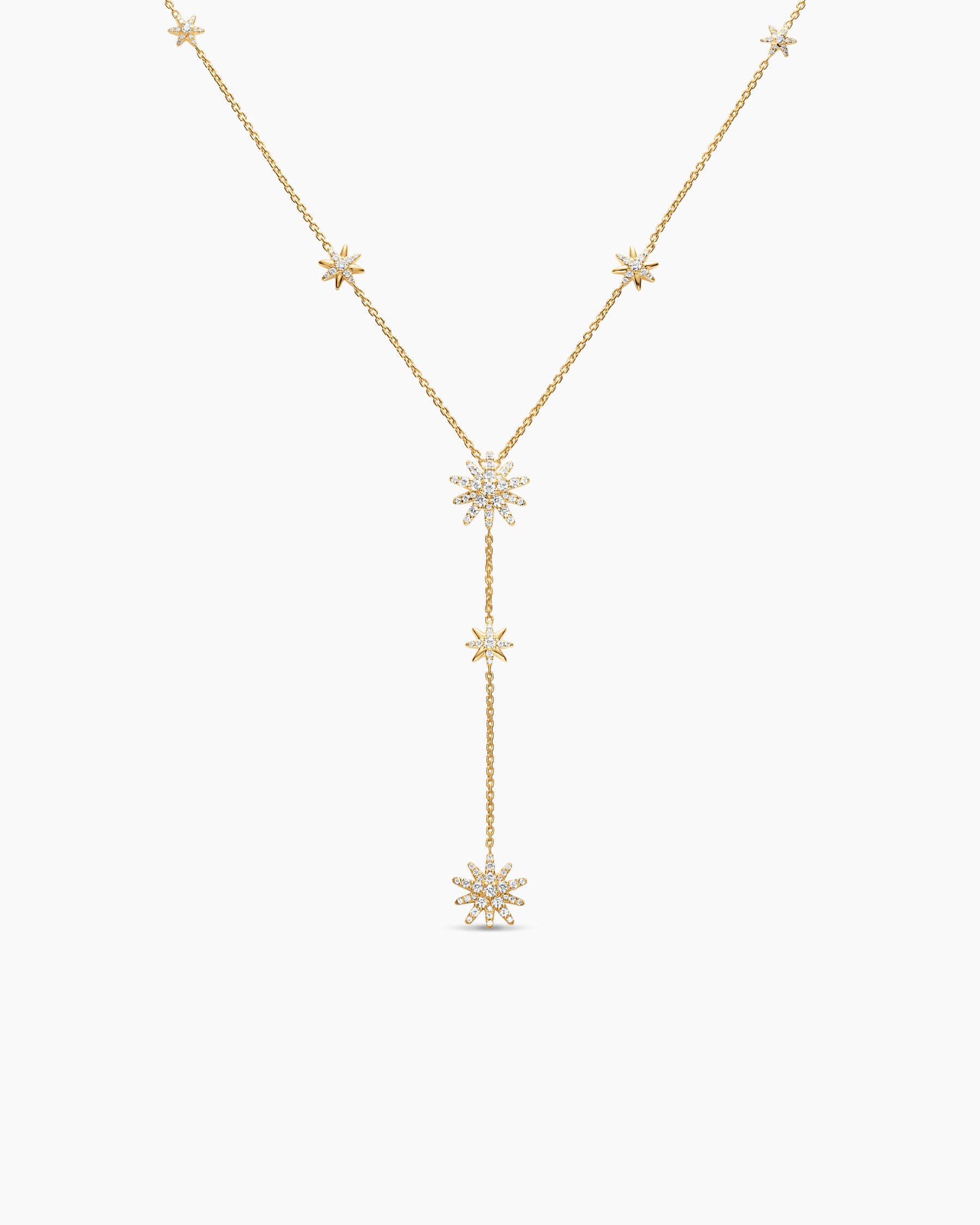 Starburst Y Necklace in 18K Yellow Gold with Diamonds, 76.7mm