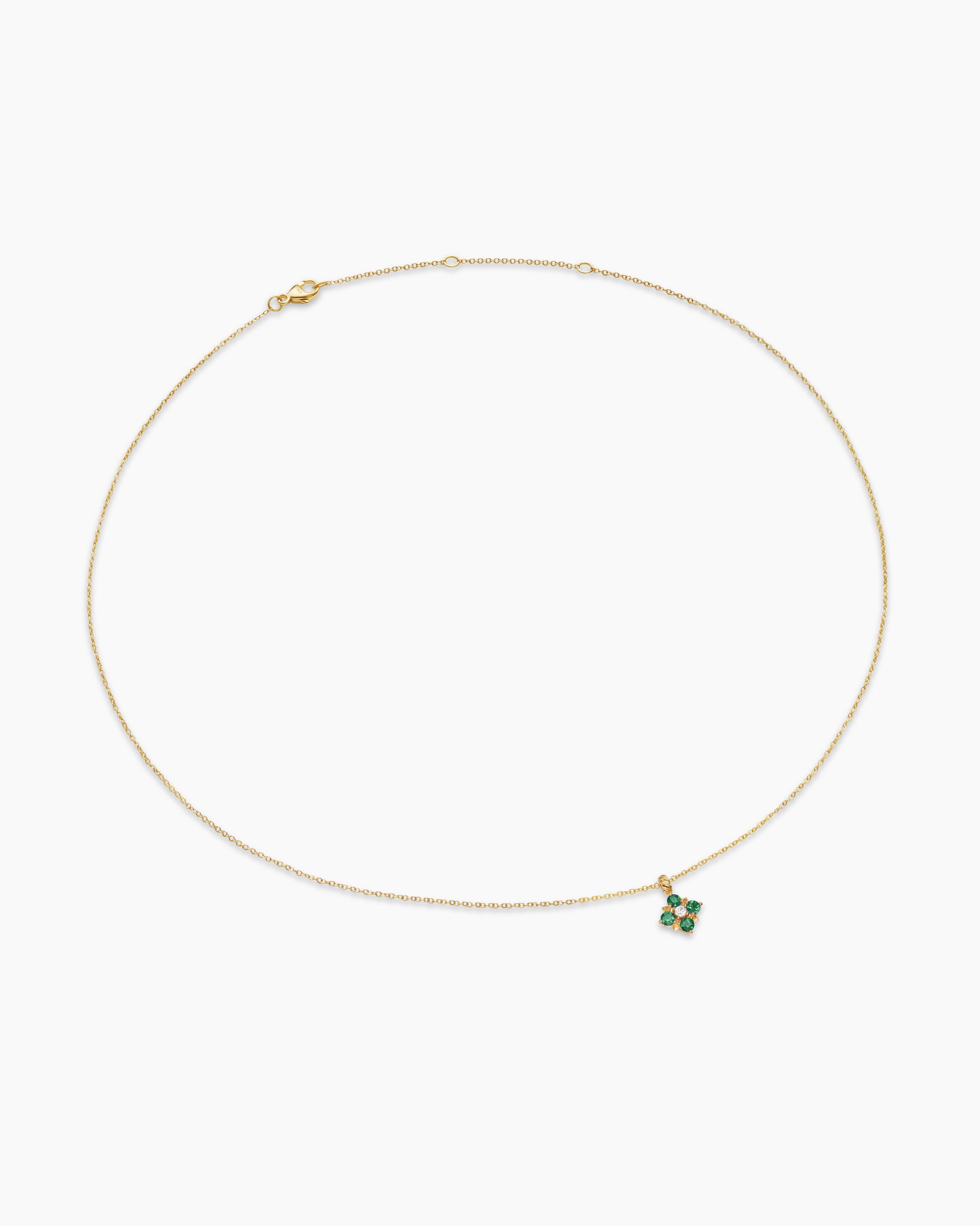 Petite Modern Renaissance Pendant Necklace in 18K Yellow Gold with Emeralds and Diamond, 9.2mm - Image 3