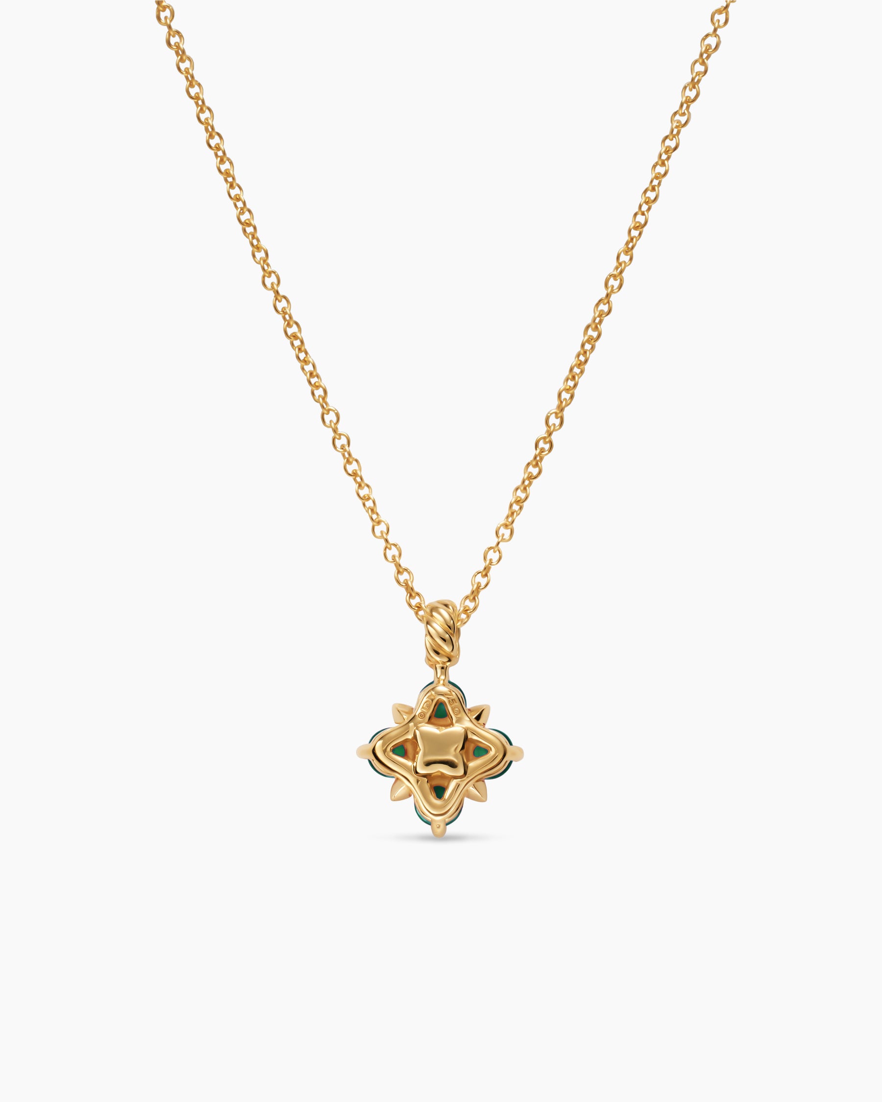 Petite Modern Renaissance Pendant Necklace in 18K Yellow Gold with Emeralds and Diamond, 9.2mm - Image 4