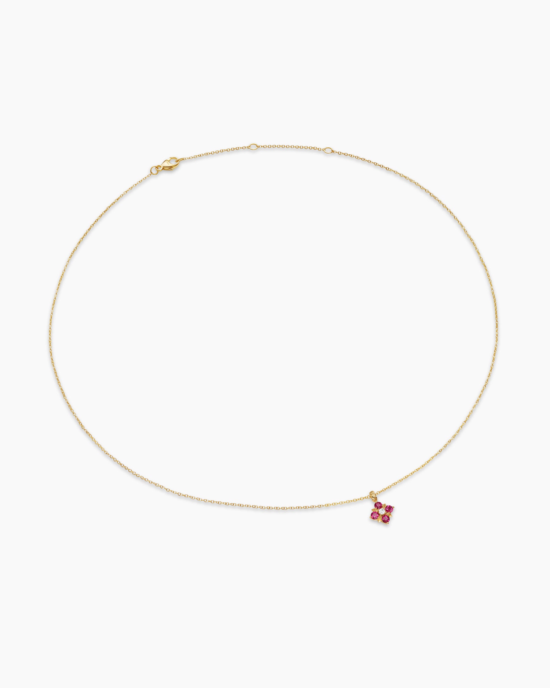 Petite Modern Renaissance Pendant Necklace in 18K Yellow Gold with Rubies and Diamond, 9.2mm - Image 3