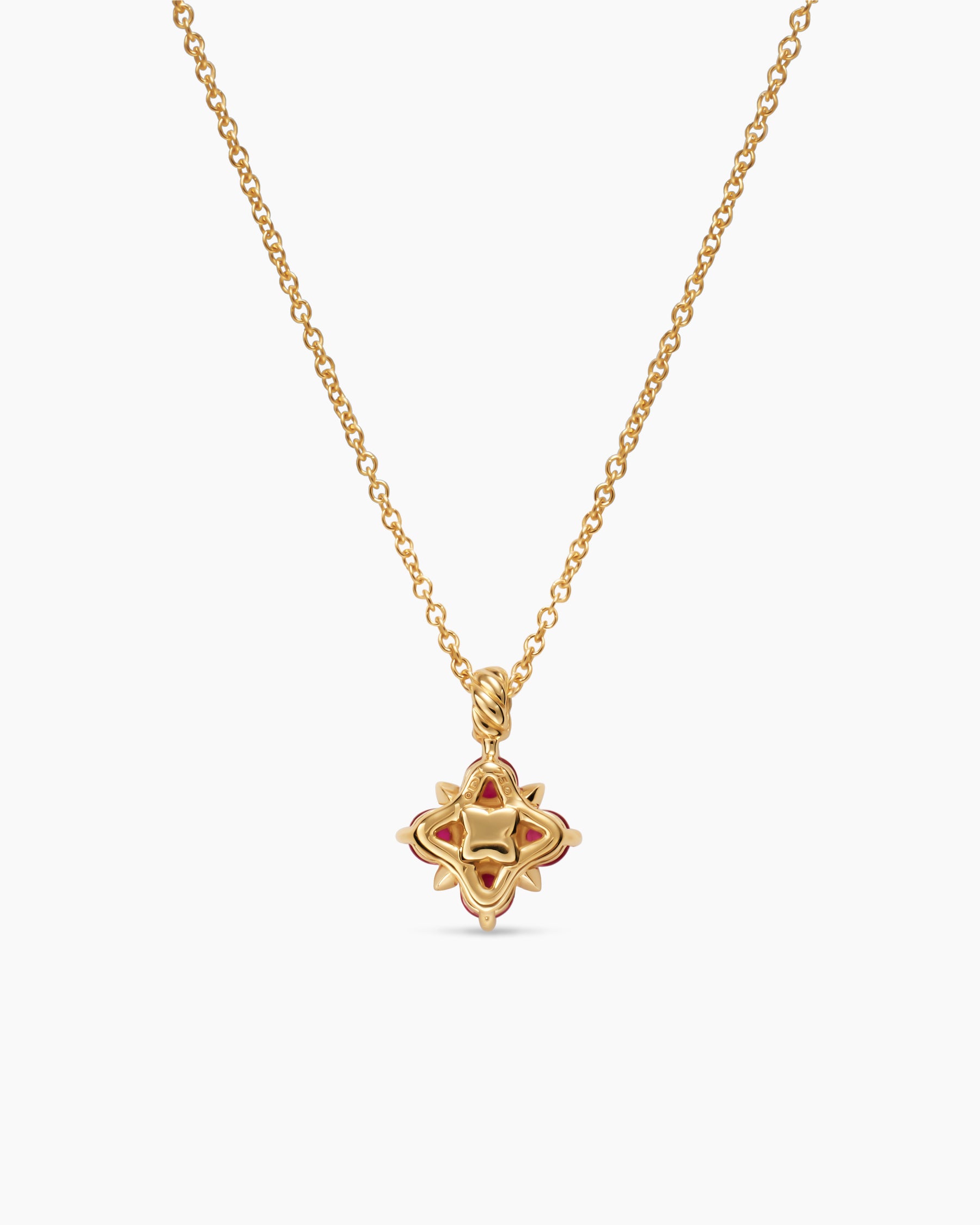 Petite Modern Renaissance Pendant Necklace in 18K Yellow Gold with Rubies and Diamond, 9.2mm - Image 4