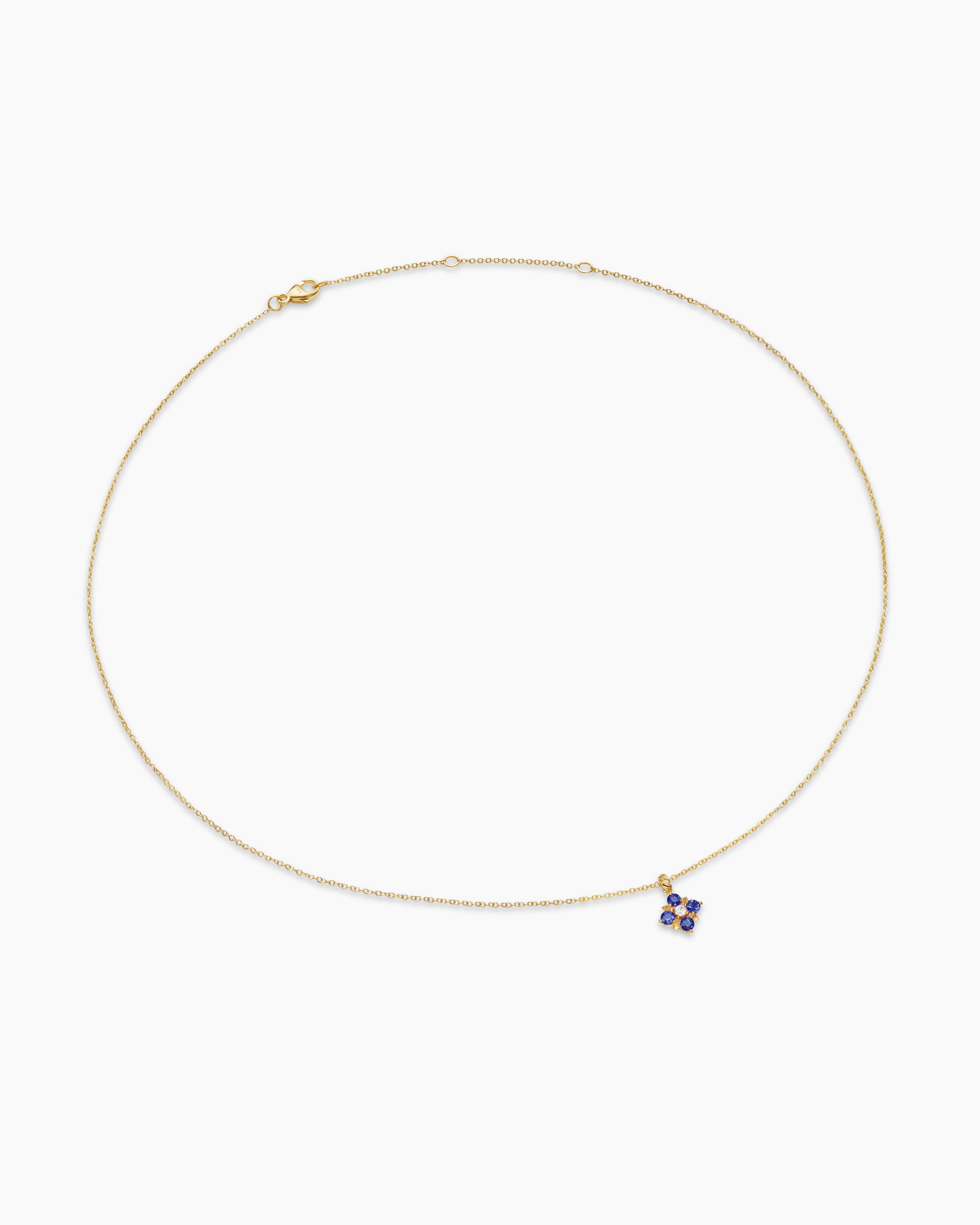 Petite Modern Renaissance Pendant Necklace in 18K Yellow Gold with Sapphires and Diamond, 9.2mm - Image 3