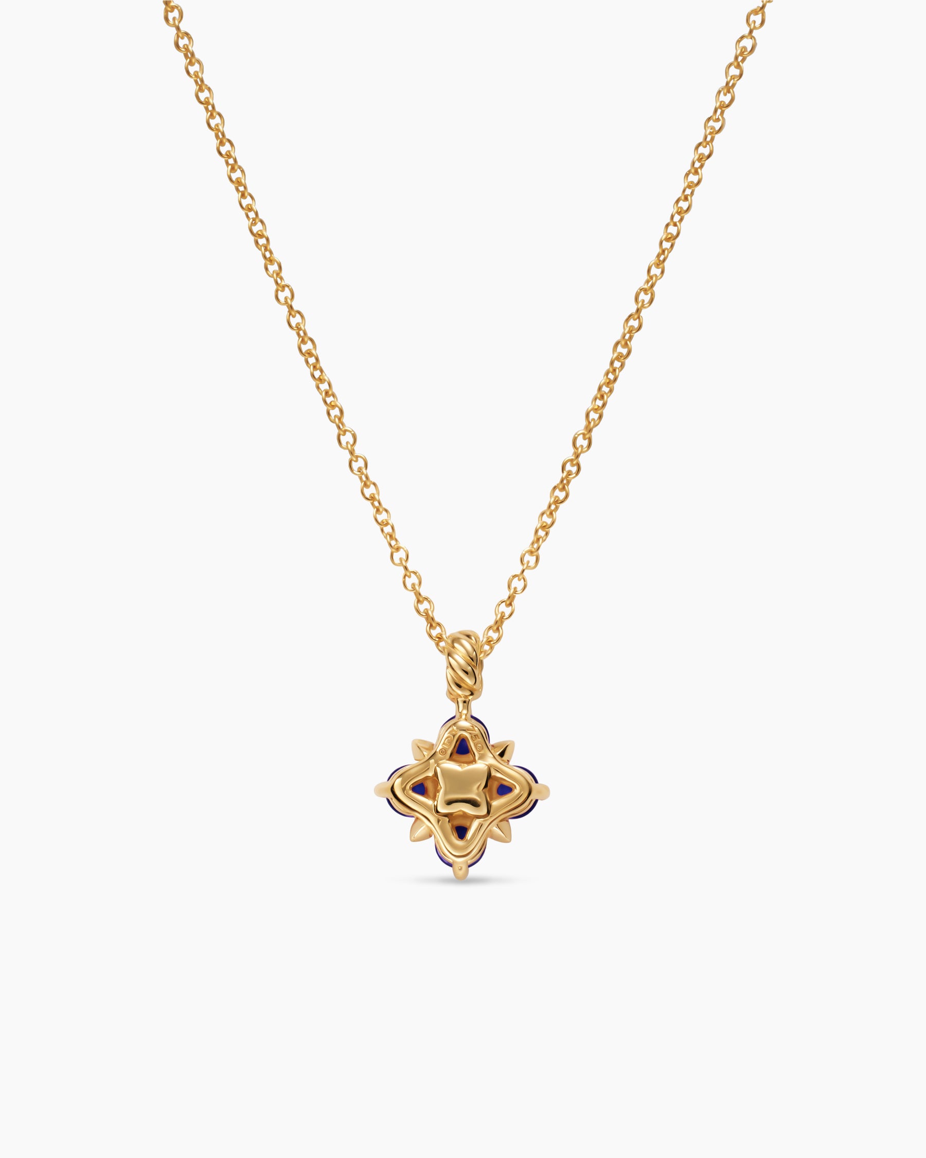 Petite Modern Renaissance Pendant Necklace in 18K Yellow Gold with Sapphires and Diamond, 9.2mm - Image 4