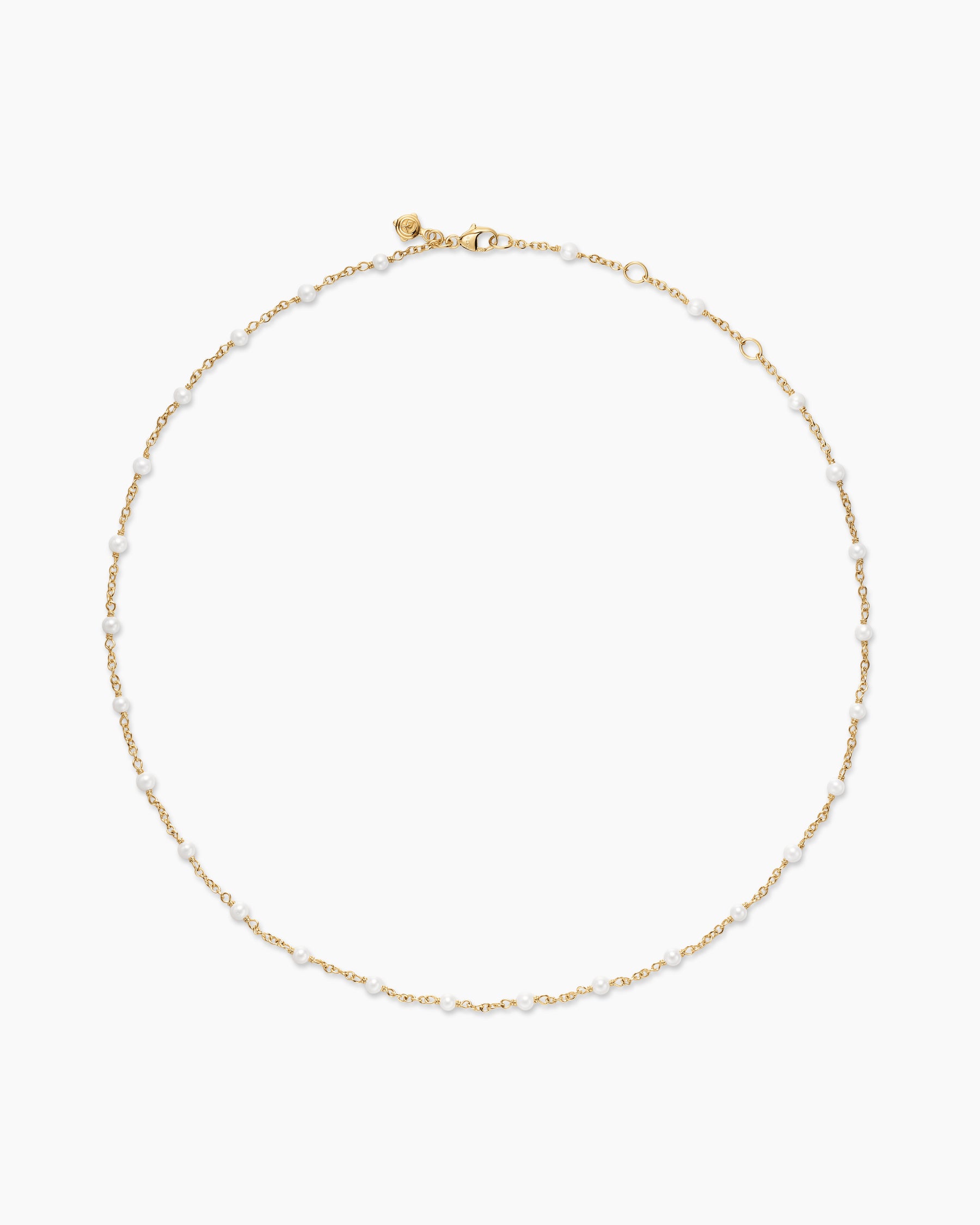Pearl Classics Station Necklace in 18K Yellow Gold, 3.5mm - Image 4