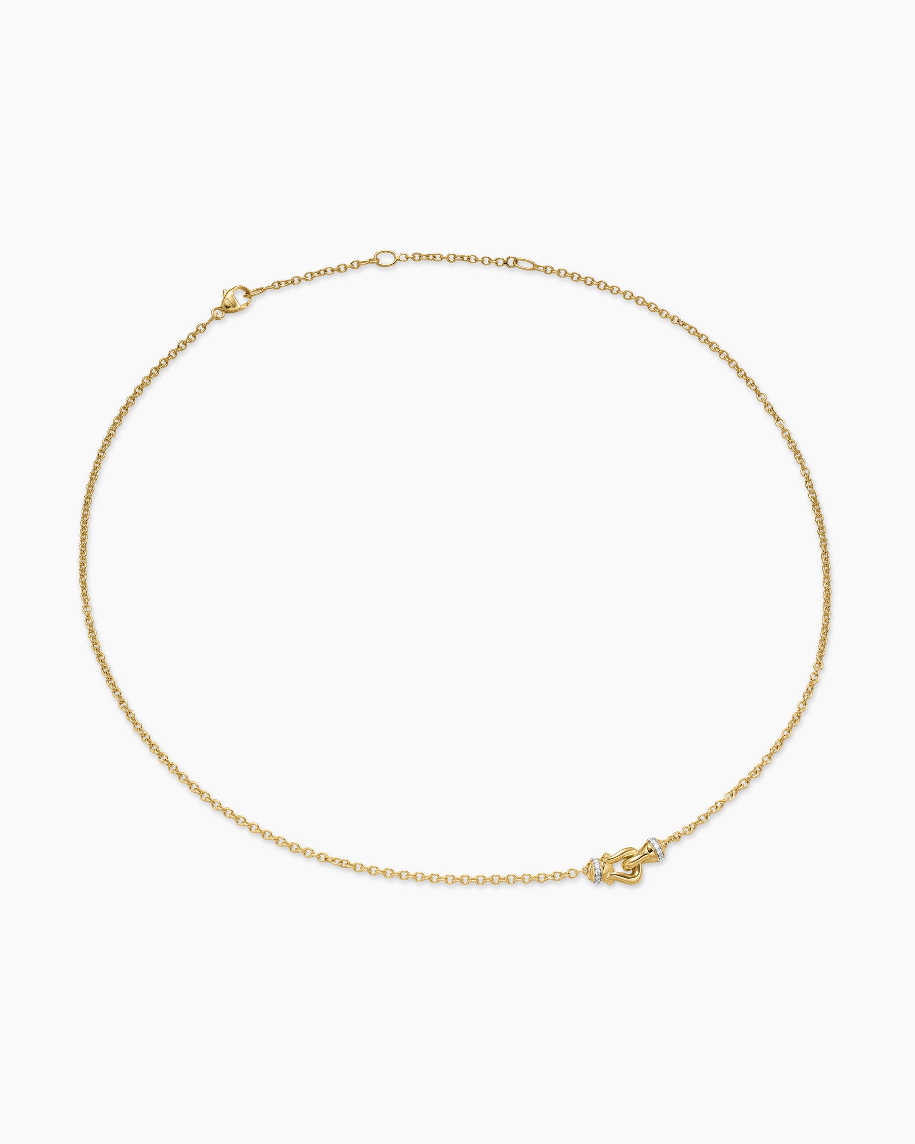 Petite Buckle Necklace in 18K Yellow Gold with Diamonds, 16.3mm - Image 3